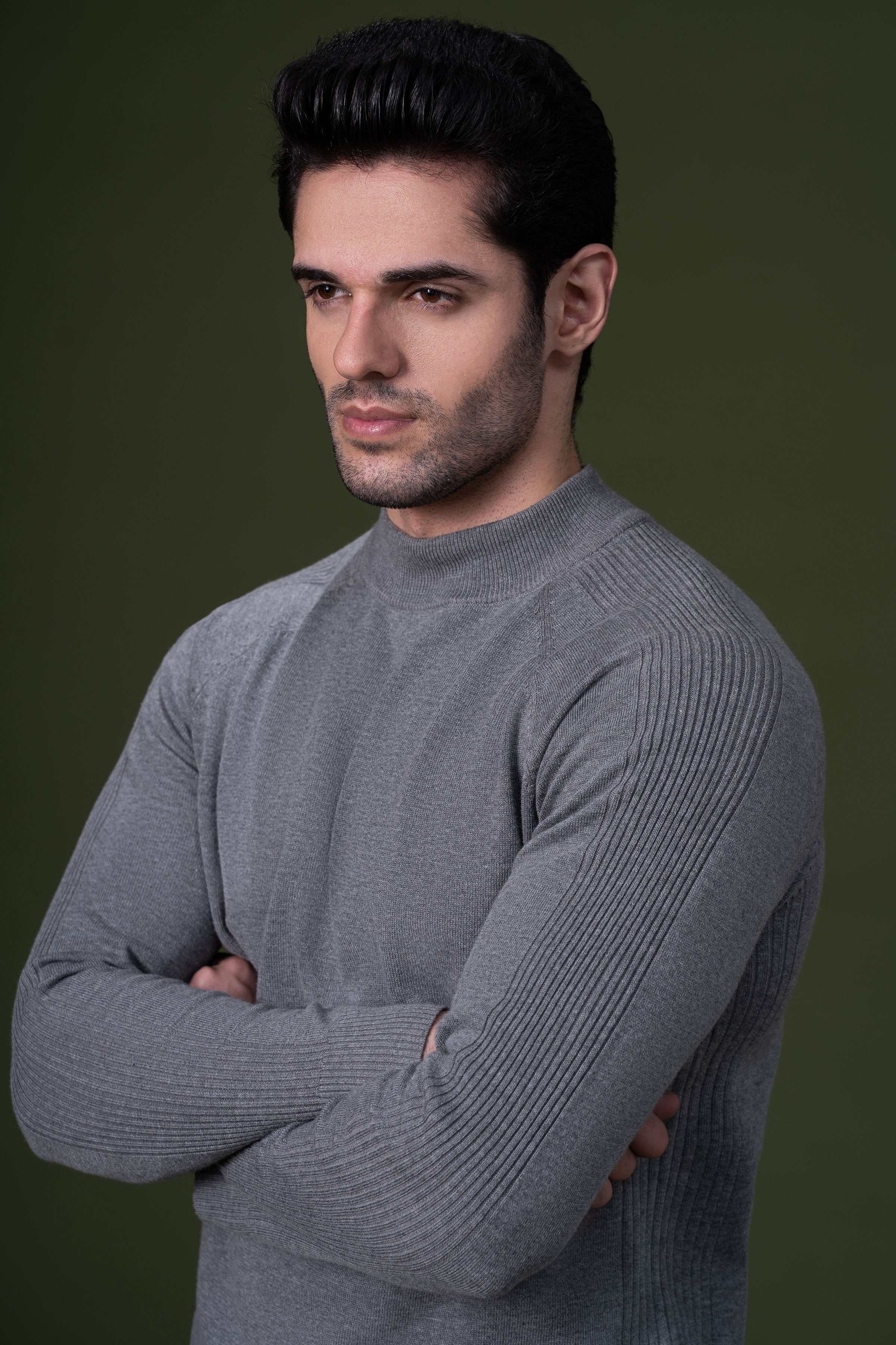 FULL SLEEVE SWEATER GREY at Charcoal Clothing