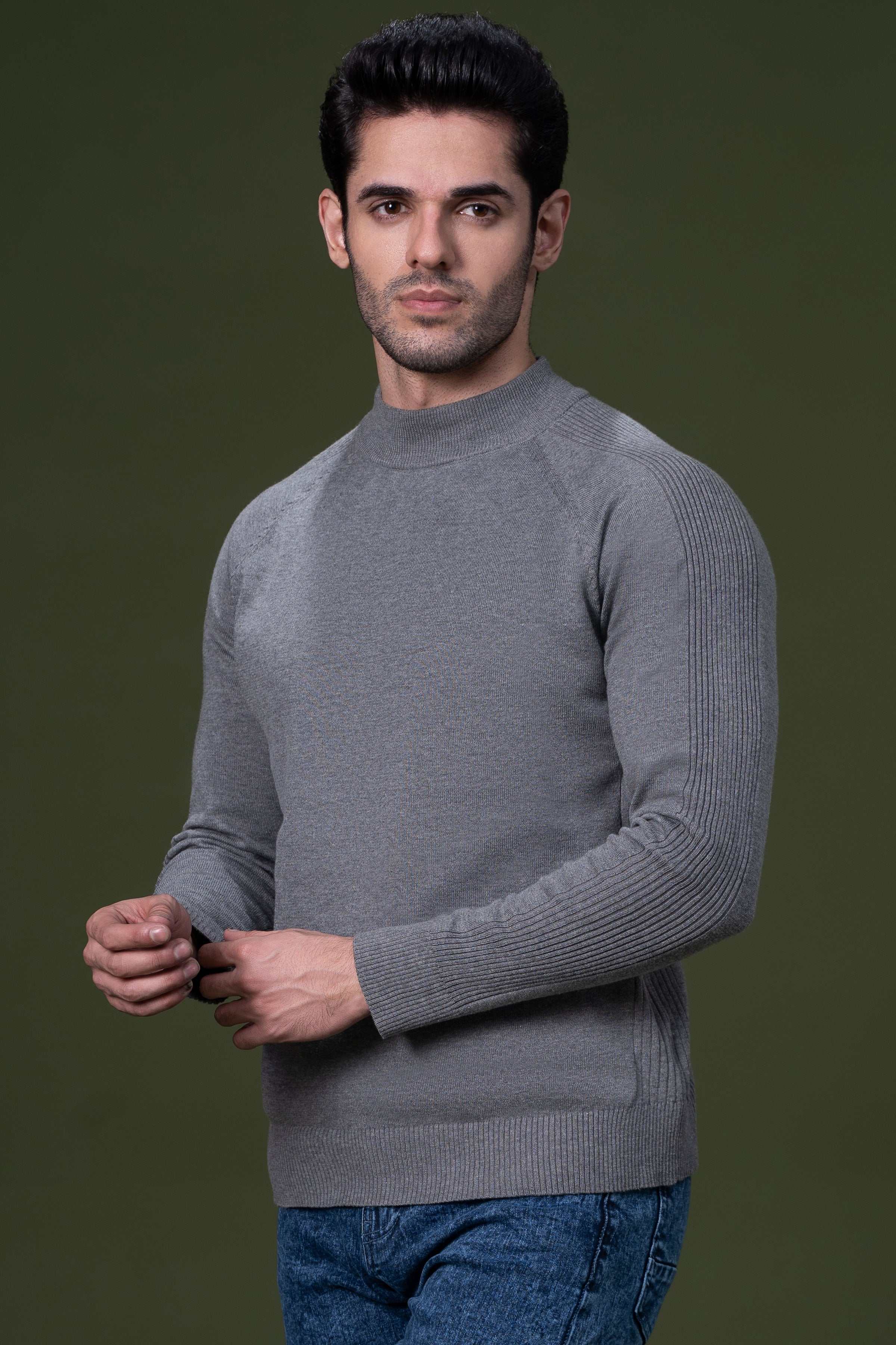 FULL SLEEVE SWEATER GREY at Charcoal Clothing