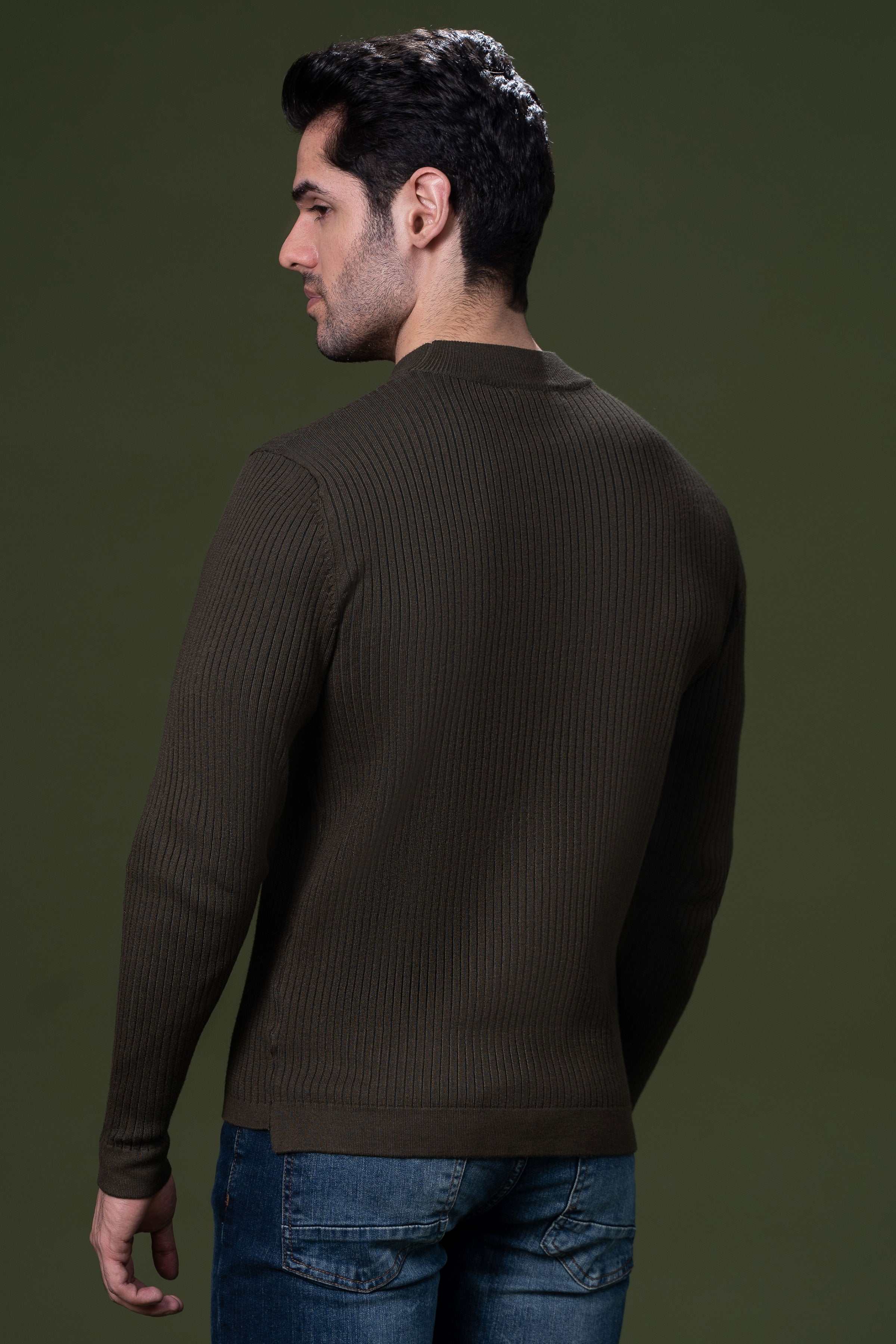 FULL SLEEVE SWEATER OLIVE at Charcoal Clothing