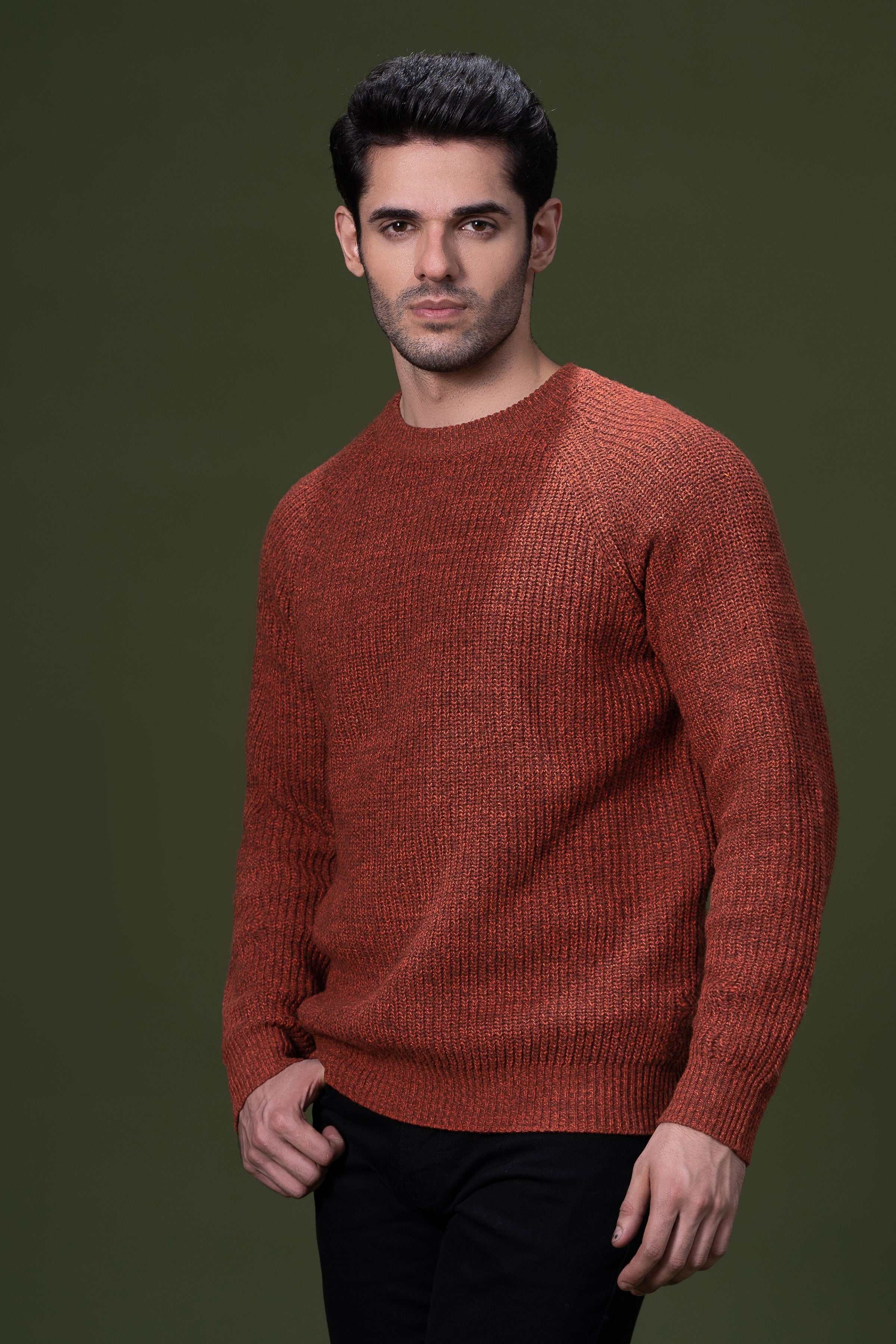 FULL SLEEVE SWEATER RUST at Charcoal Clothing