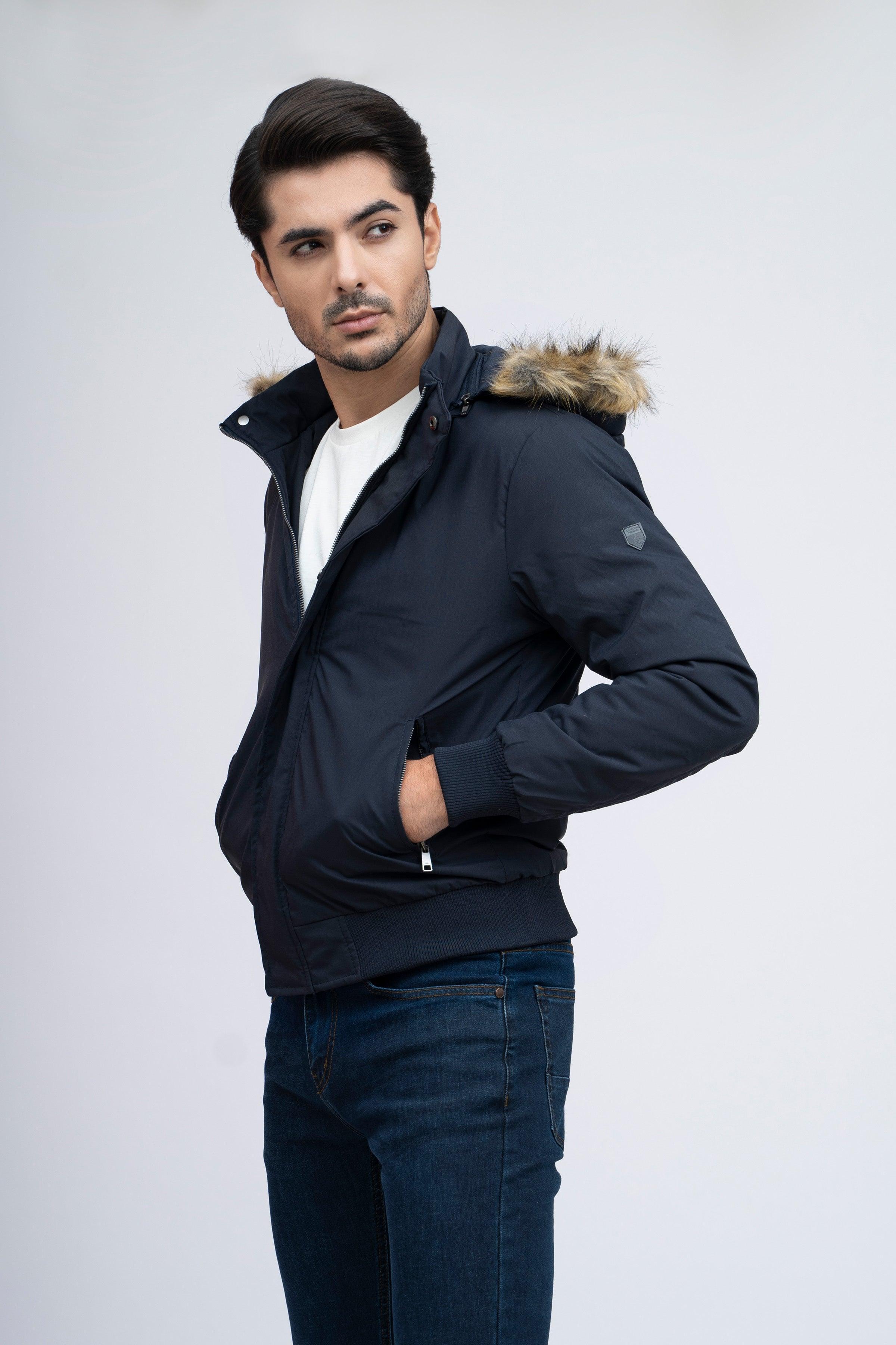 FUR JACKET F/S NAVY at Charcoal Clothing