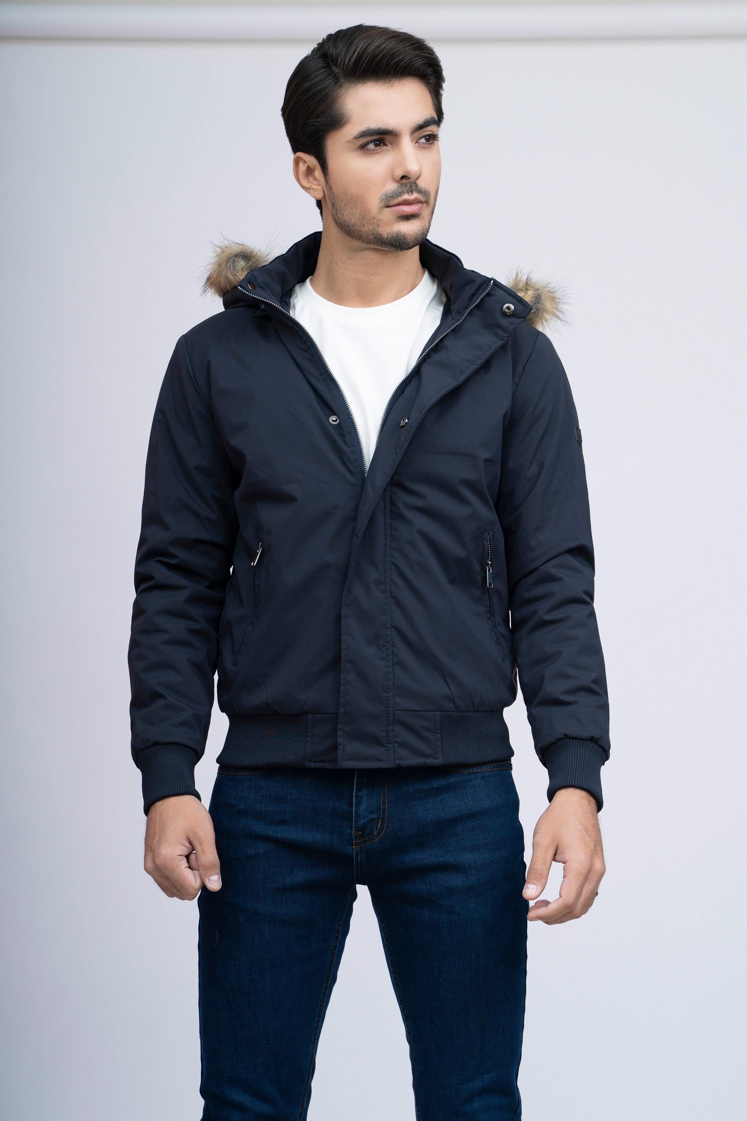 FUR JACKET F/S NAVY at Charcoal Clothing