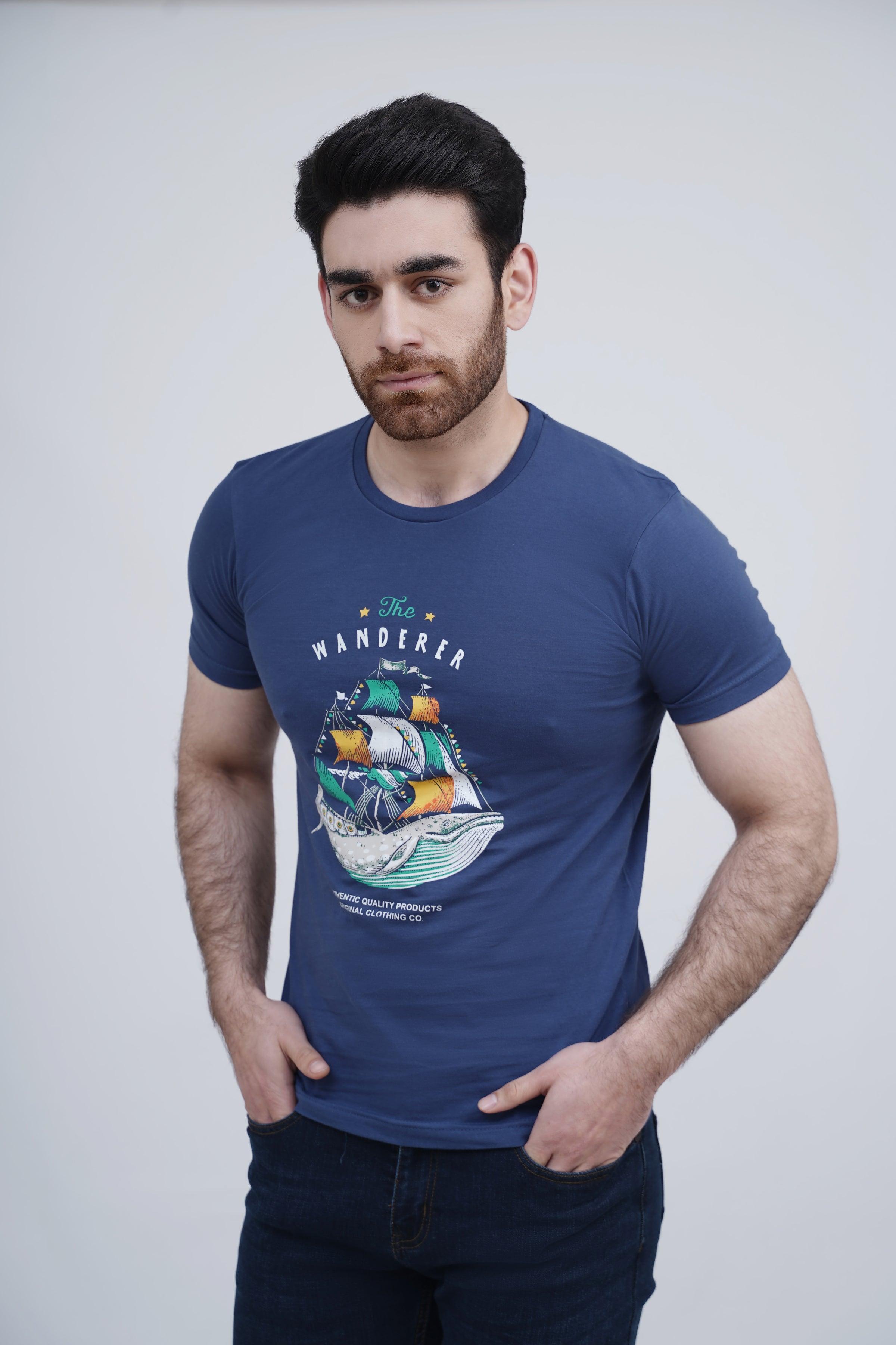 GRAPHIC T SHIRT BLUE at Charcoal Clothing