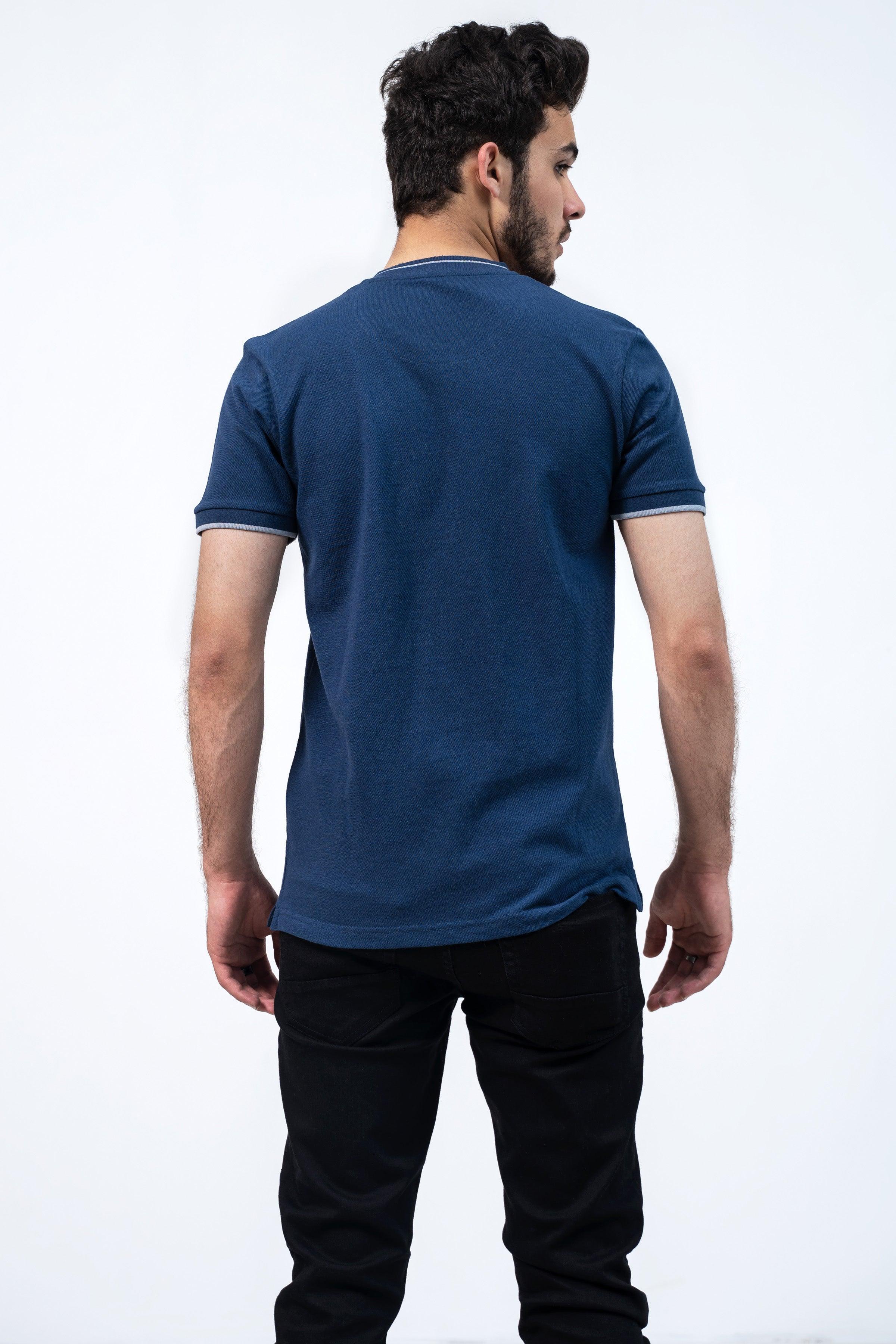 HENLEY T-SHIRT BLUE at Charcoal Clothing