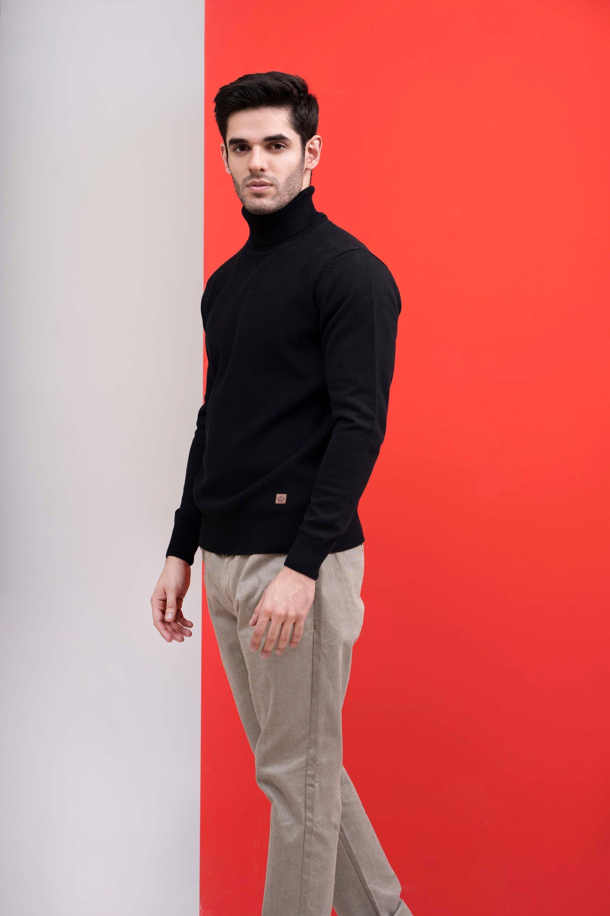 HIGH NECK SWEATER  BLACK at Charcoal Clothing