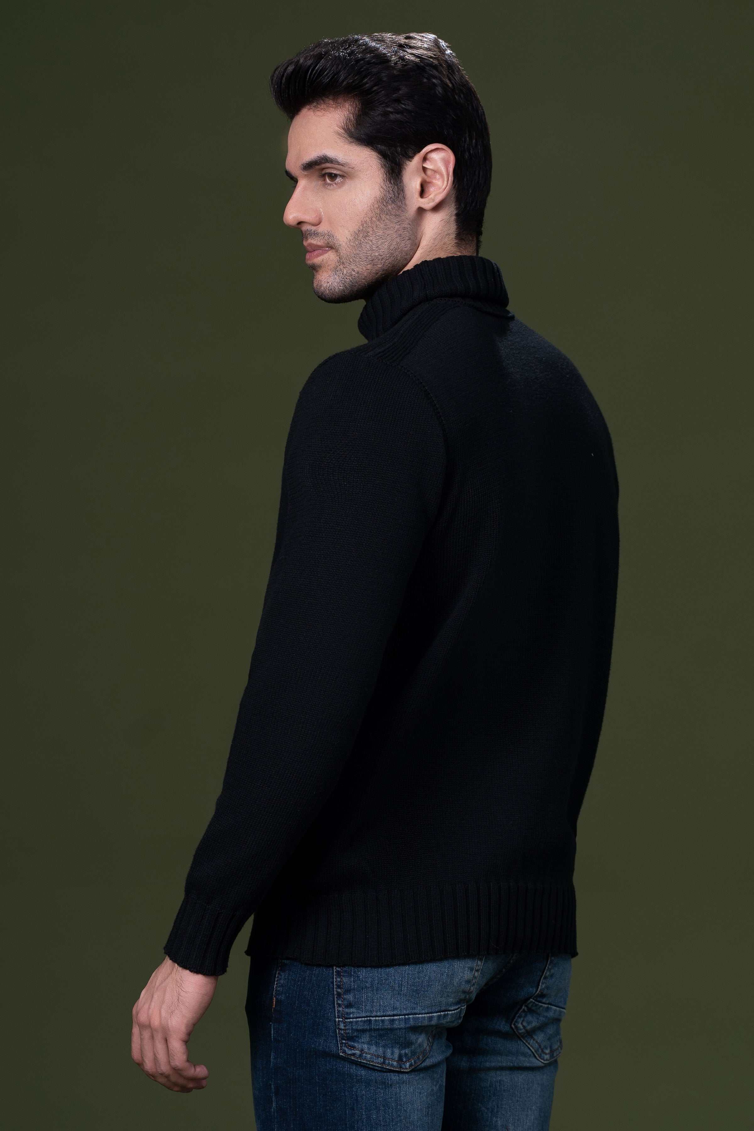 HIGH NECK SWEATER BLACK at Charcoal Clothing