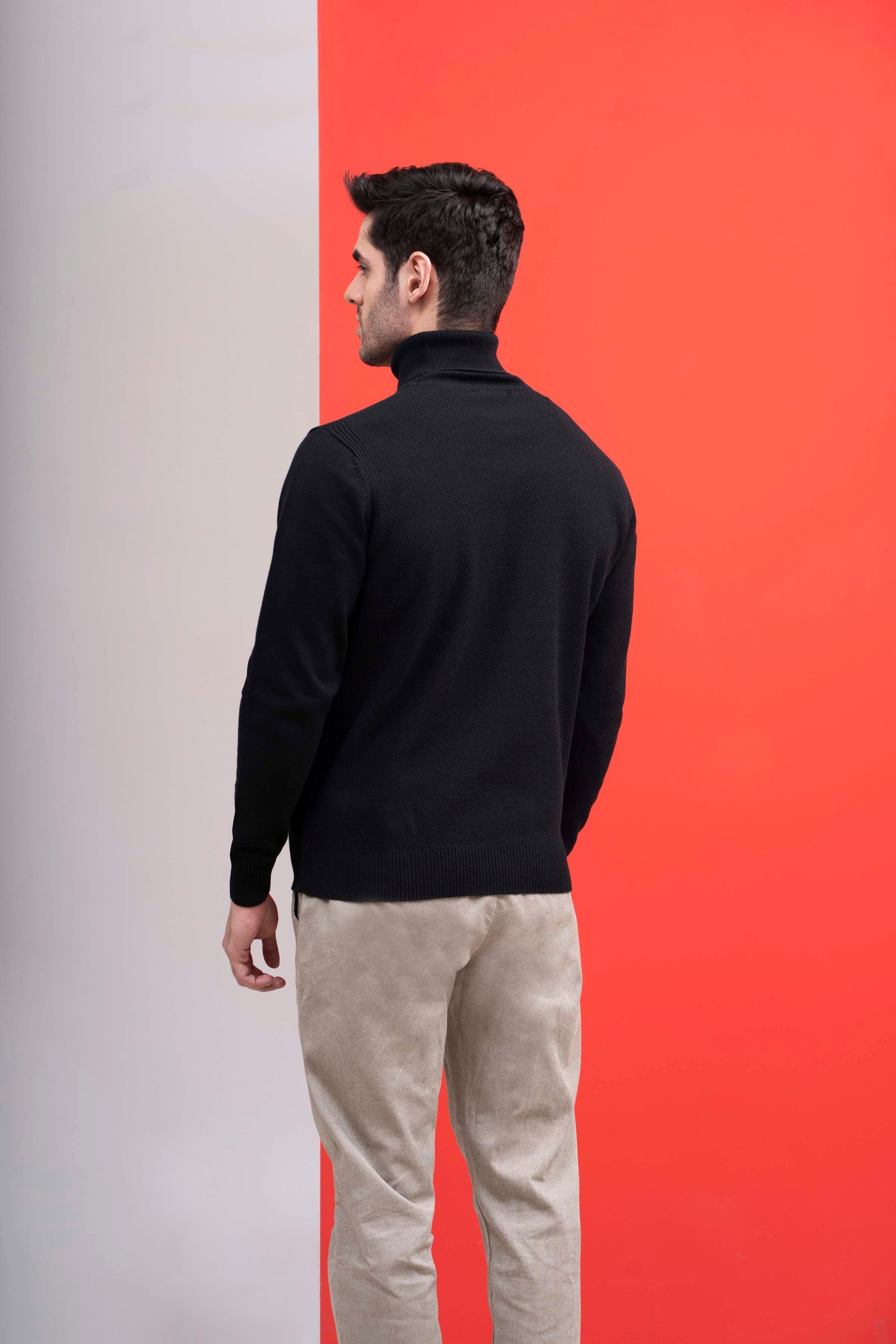 HIGH NECK SWEATER  BLACK at Charcoal Clothing