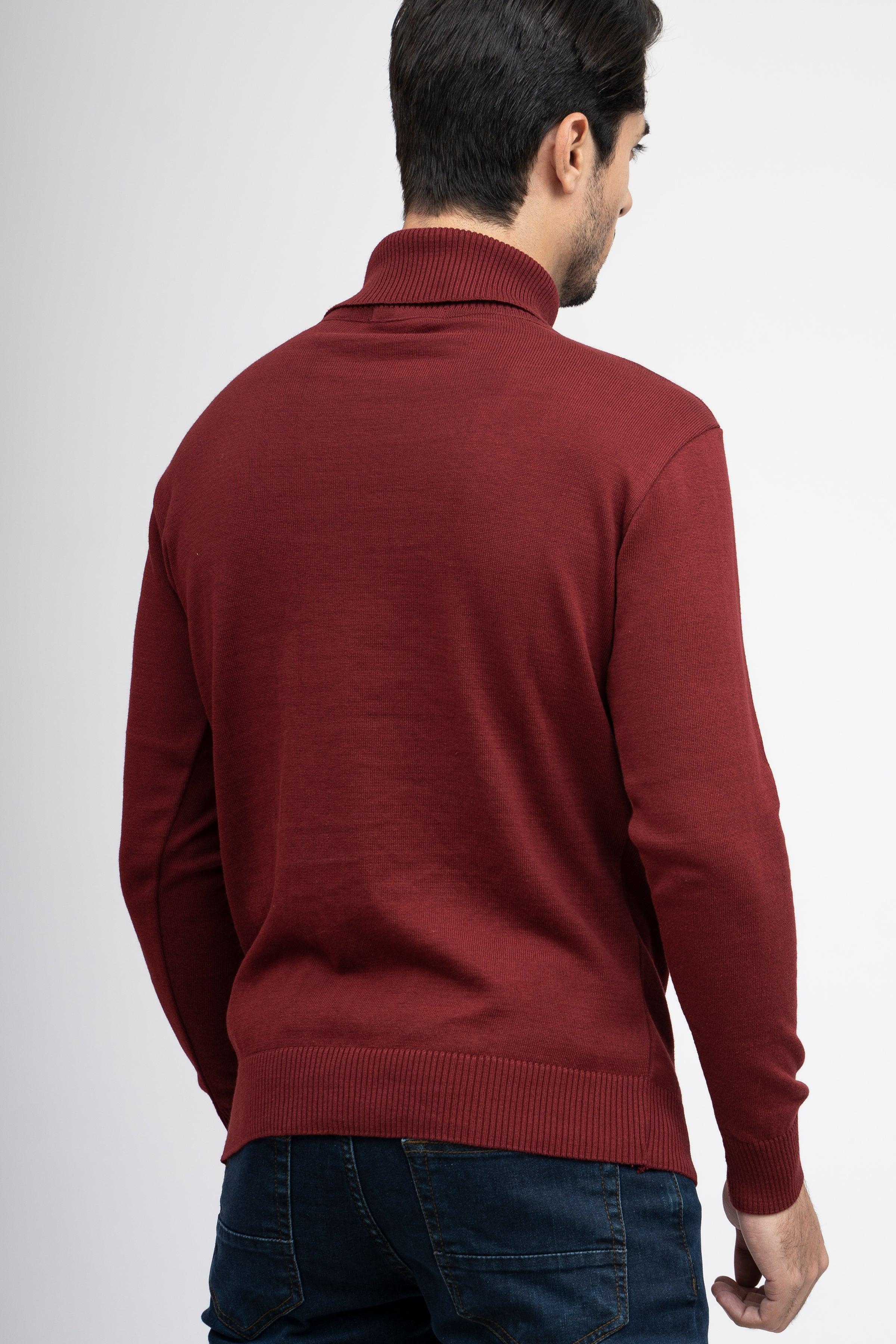 HIGH NECK SWEATER MAROON at Charcoal Clothing