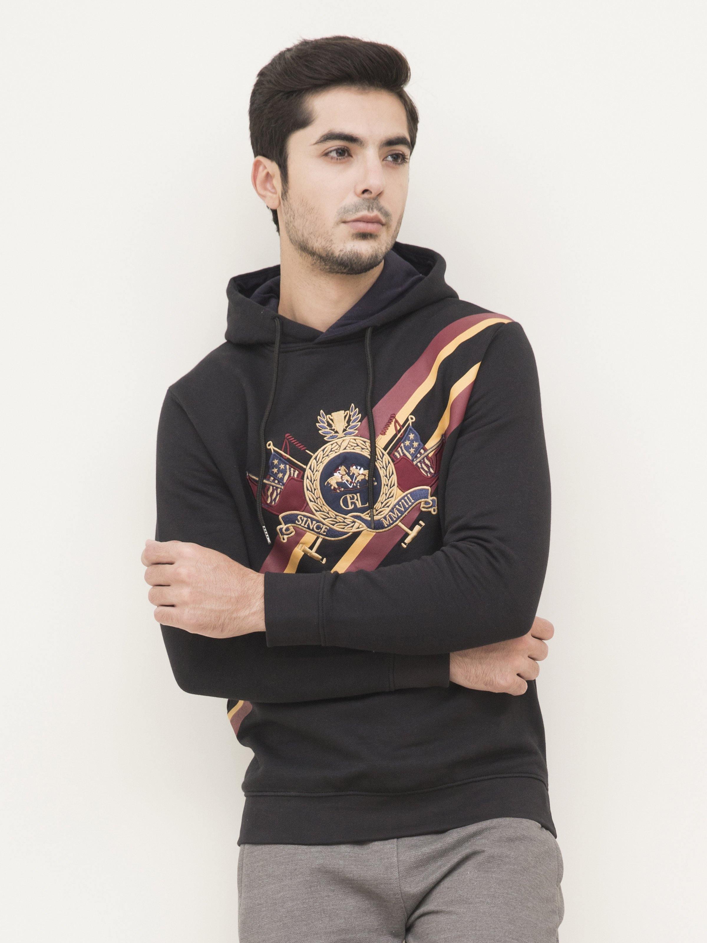JACKET FULL SLEEVE KNIT HOODIE BLACK at Charcoal Clothing