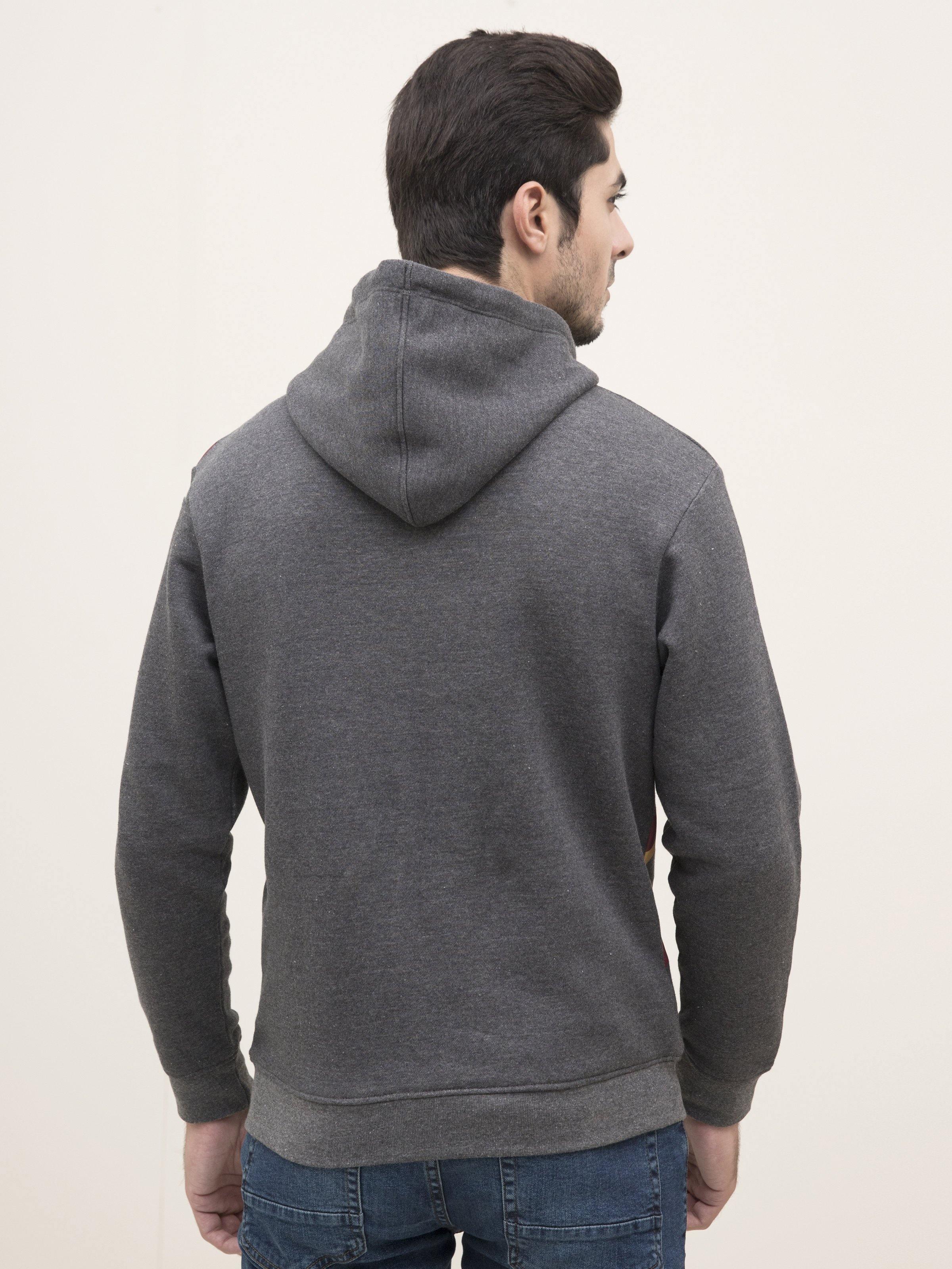 JACKET FULL SLEEVE KNIT HOODIE CHARCOAL GREY at Charcoal Clothing