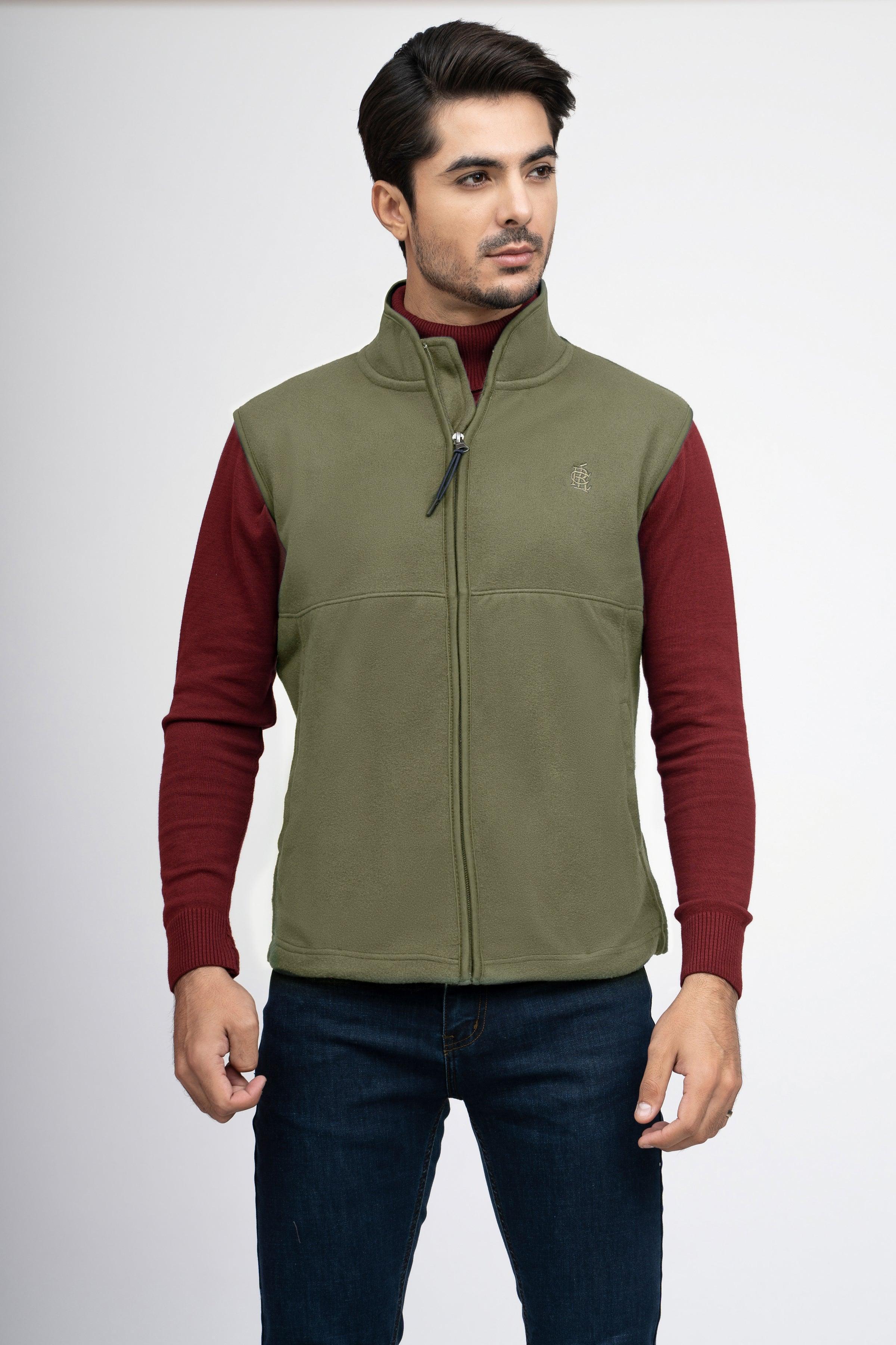 JACKET POLAR FLEECE S/L KHAKI at Charcoal Clothing