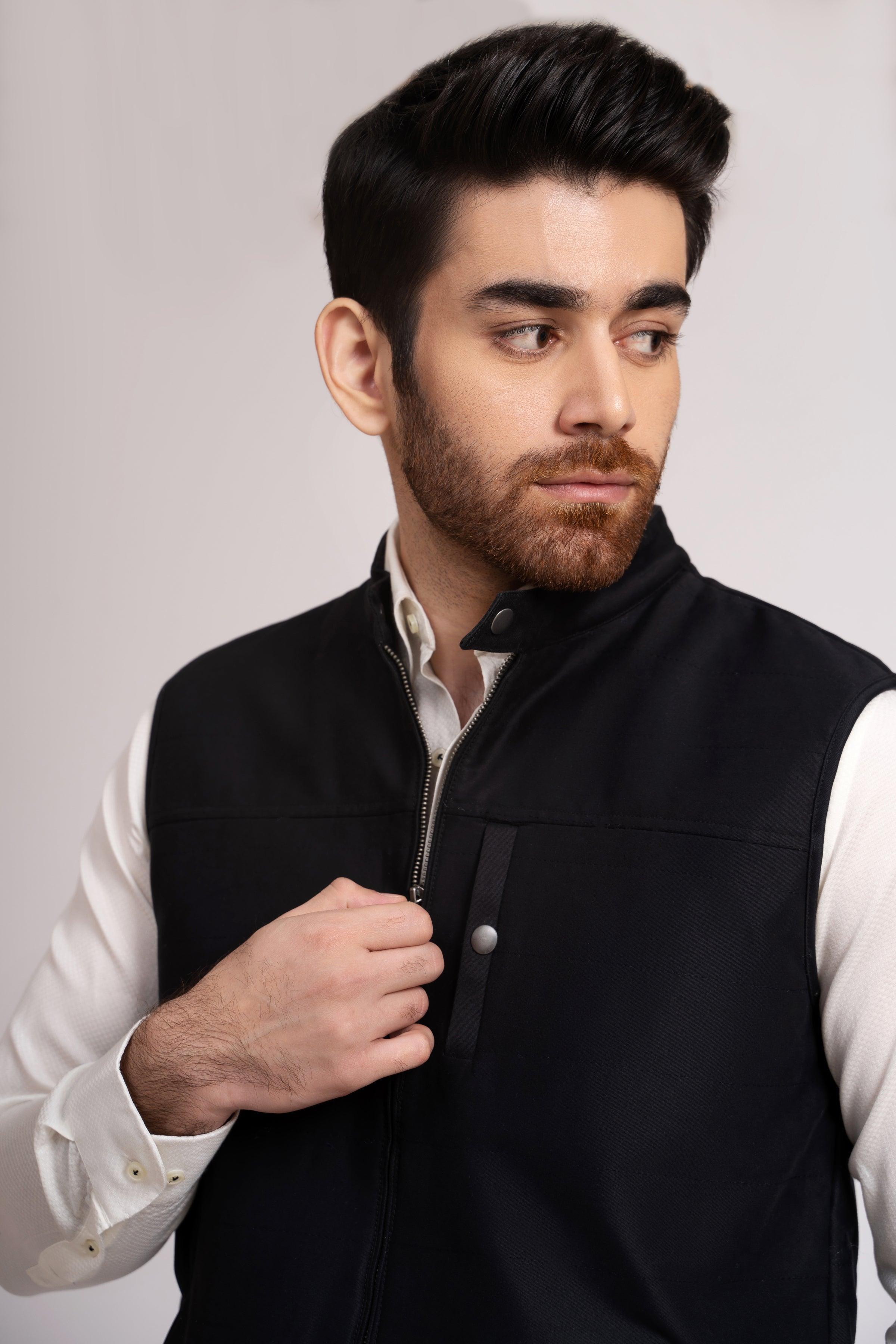 JACKET QUILTED SLEEVE LESS BLACK at Charcoal Clothing