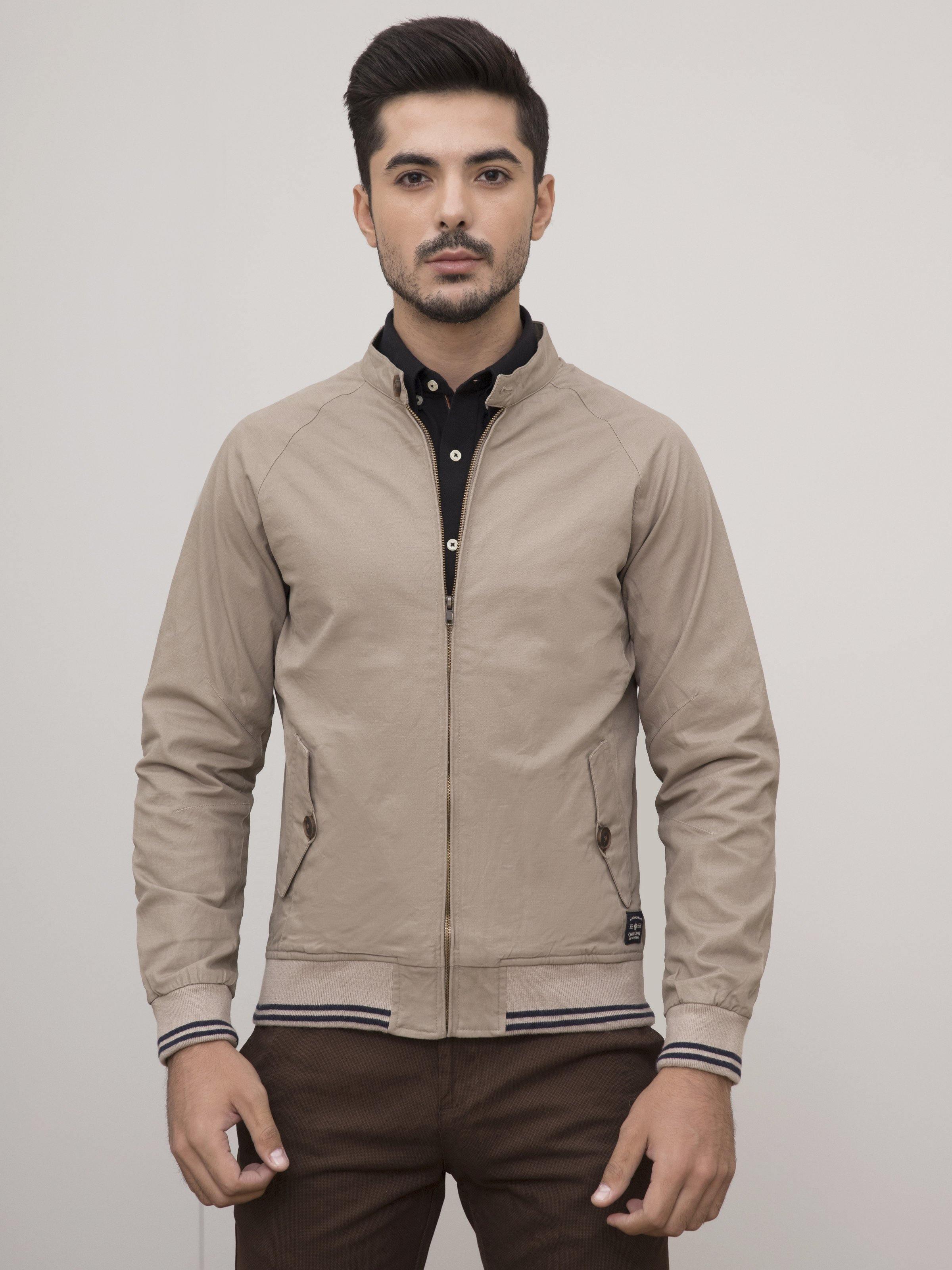 JACKET SMALL BAN FULL SLEEVE BEIGE at Charcoal Clothing