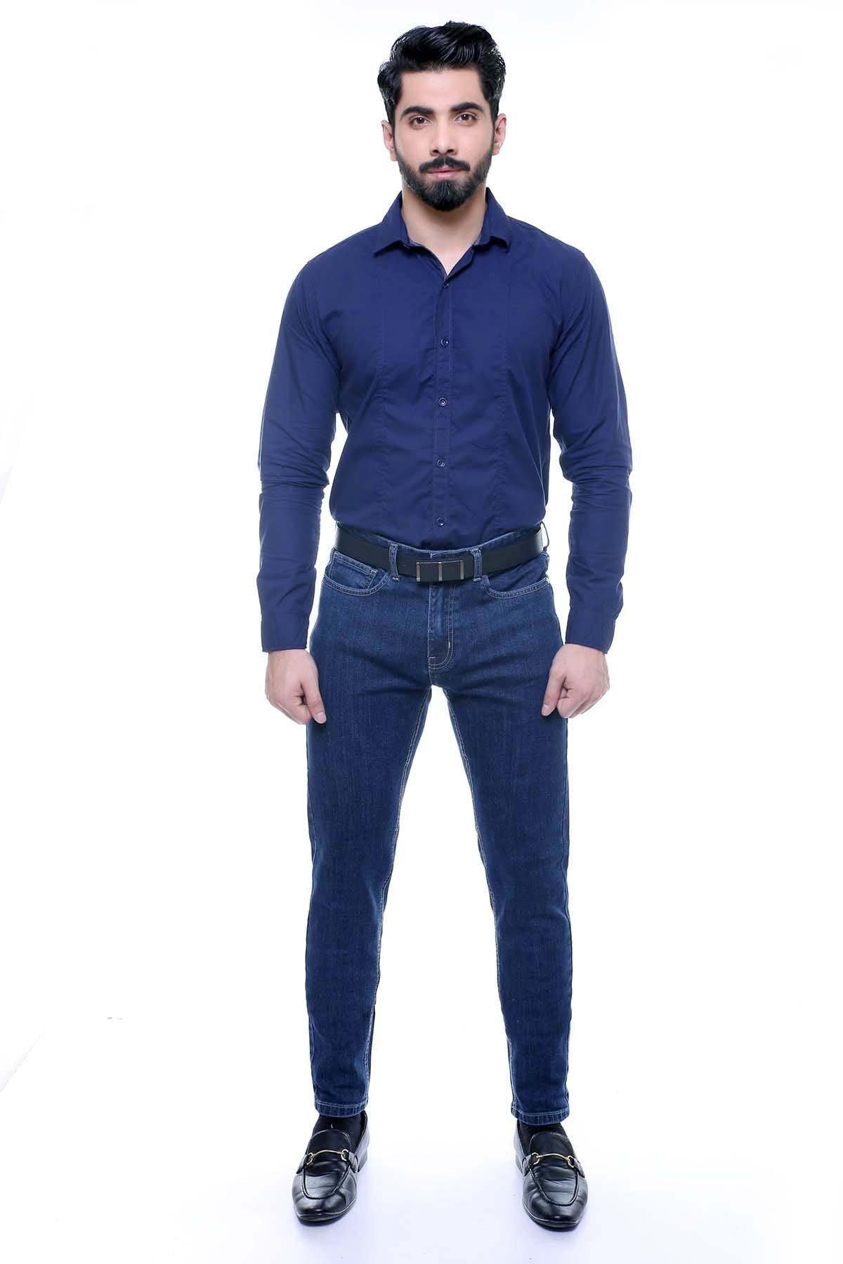 JEAN SLIM FIT MID BLUE at Charcoal Clothing