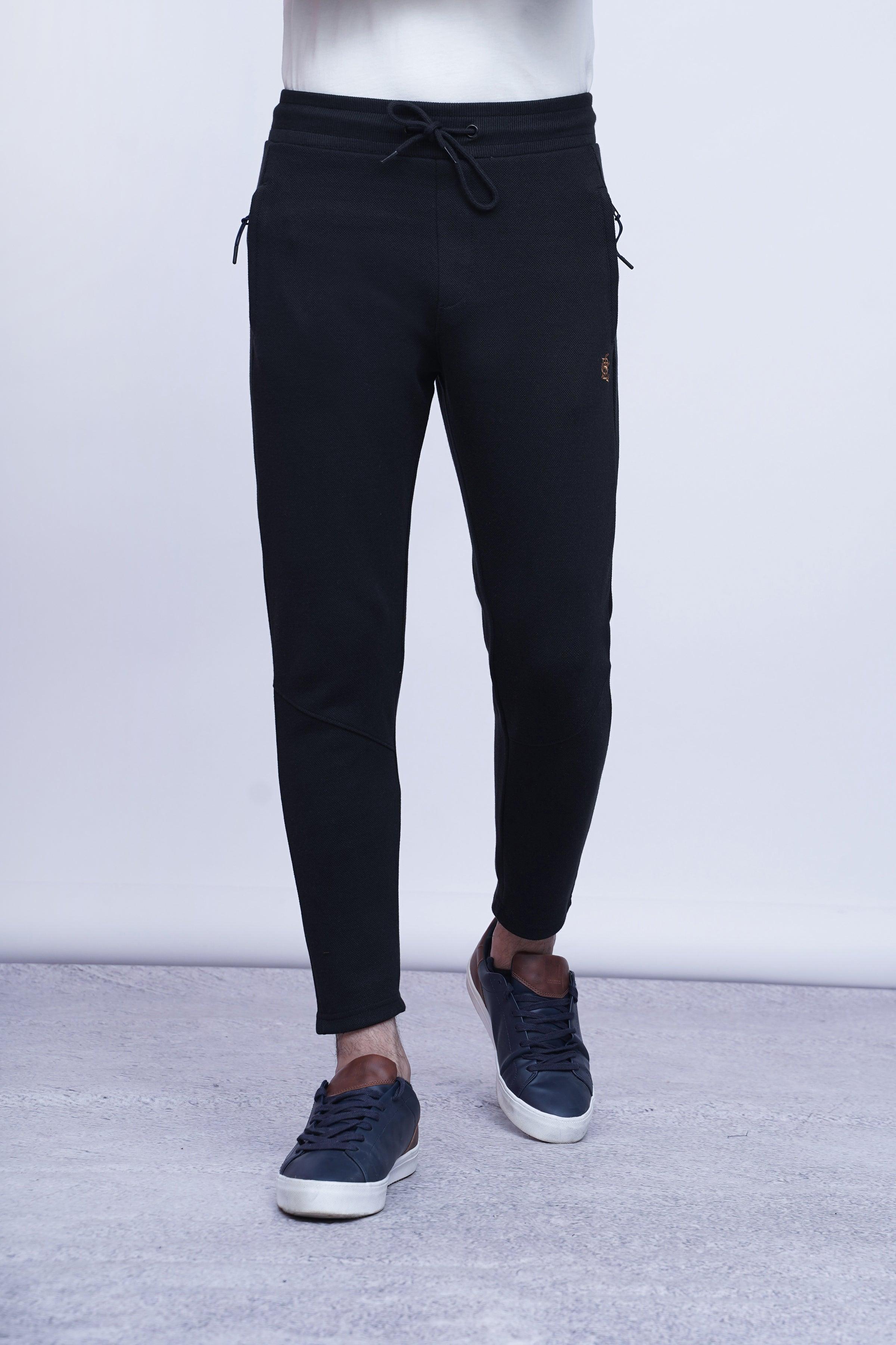 JUMBO PIQUE TROUSER BLACK at Charcoal Clothing