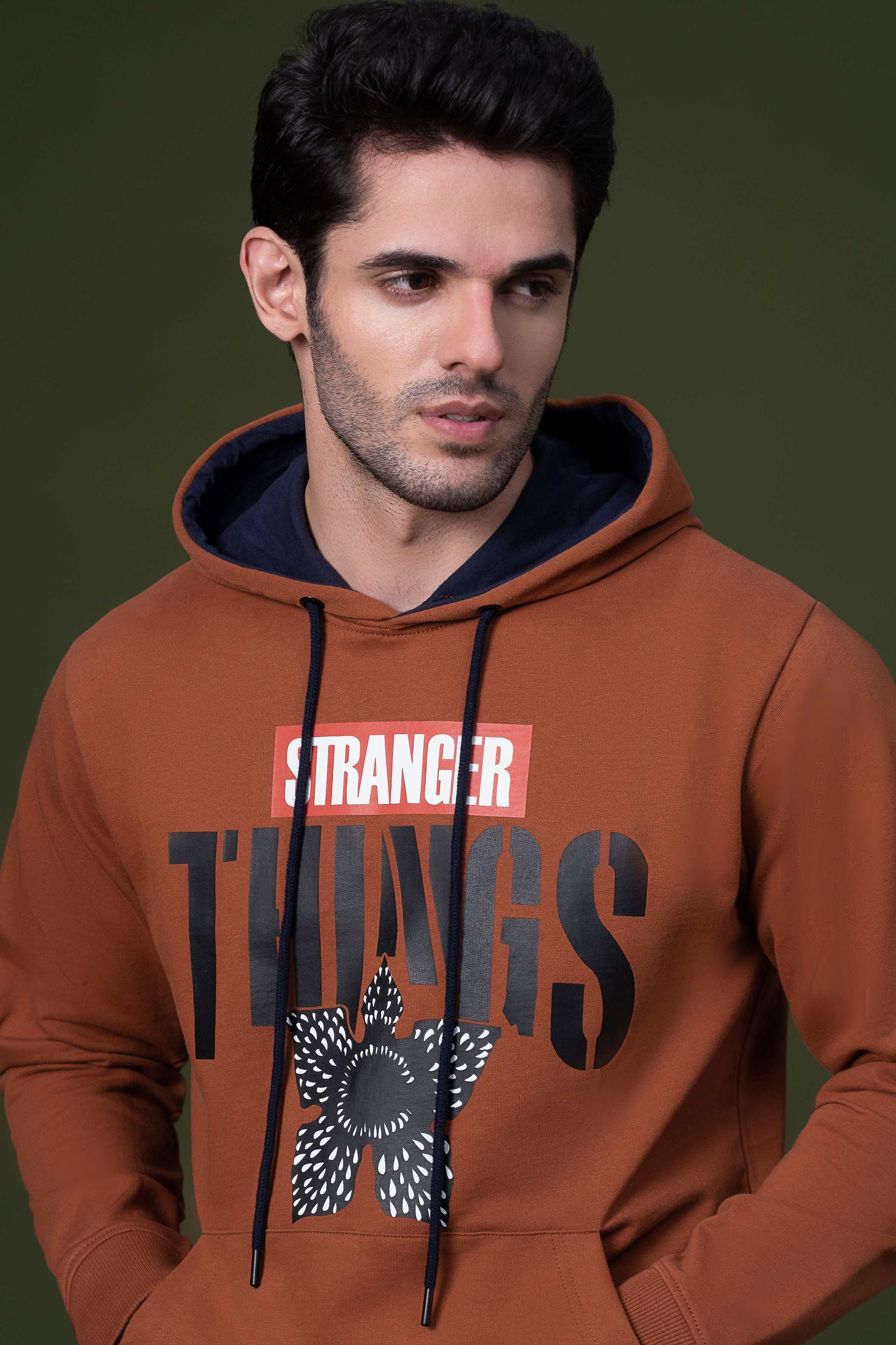 KANGROO POCKET HOODIE RUST at Charcoal Clothing