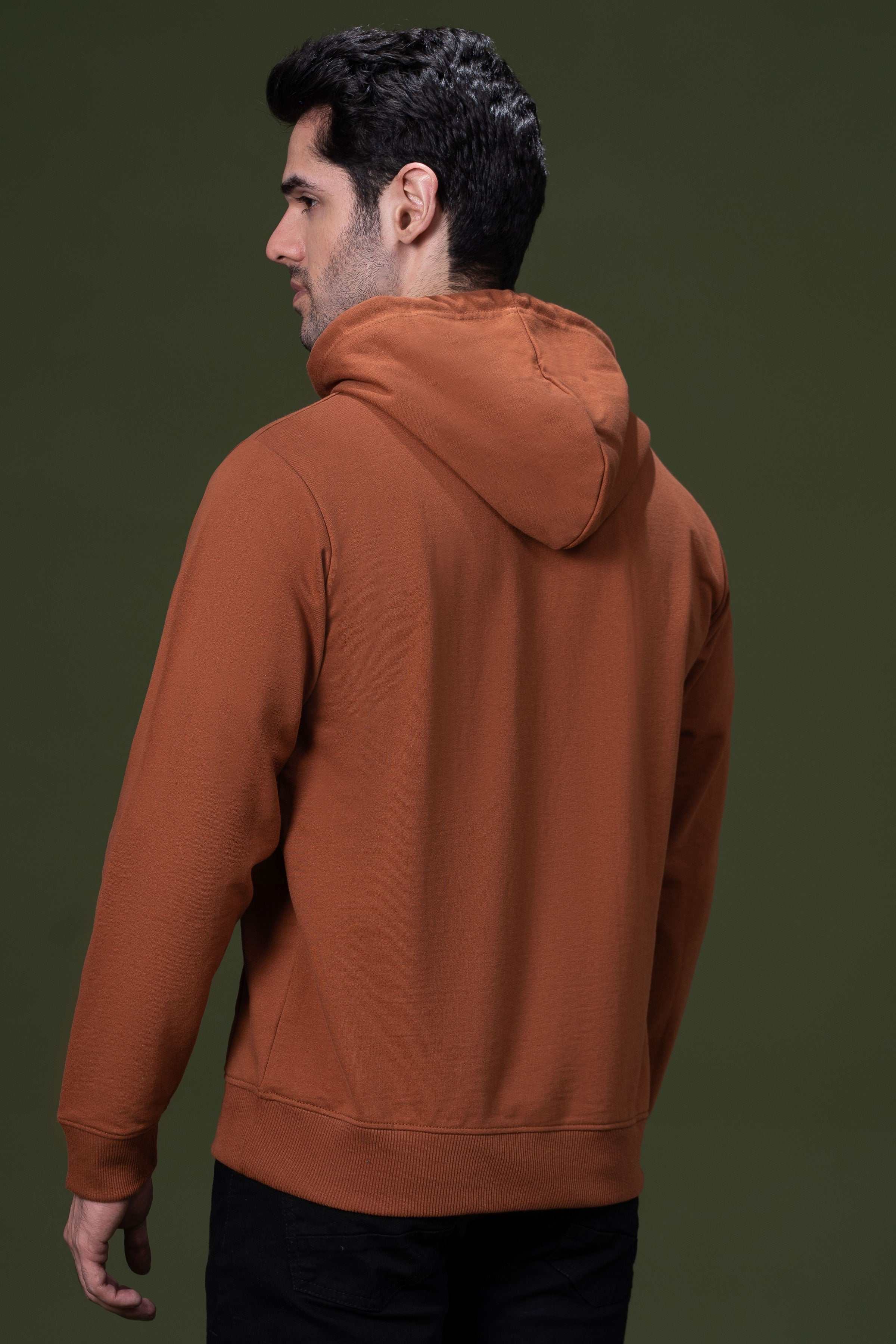 KANGROO POCKET HOODIE RUST at Charcoal Clothing