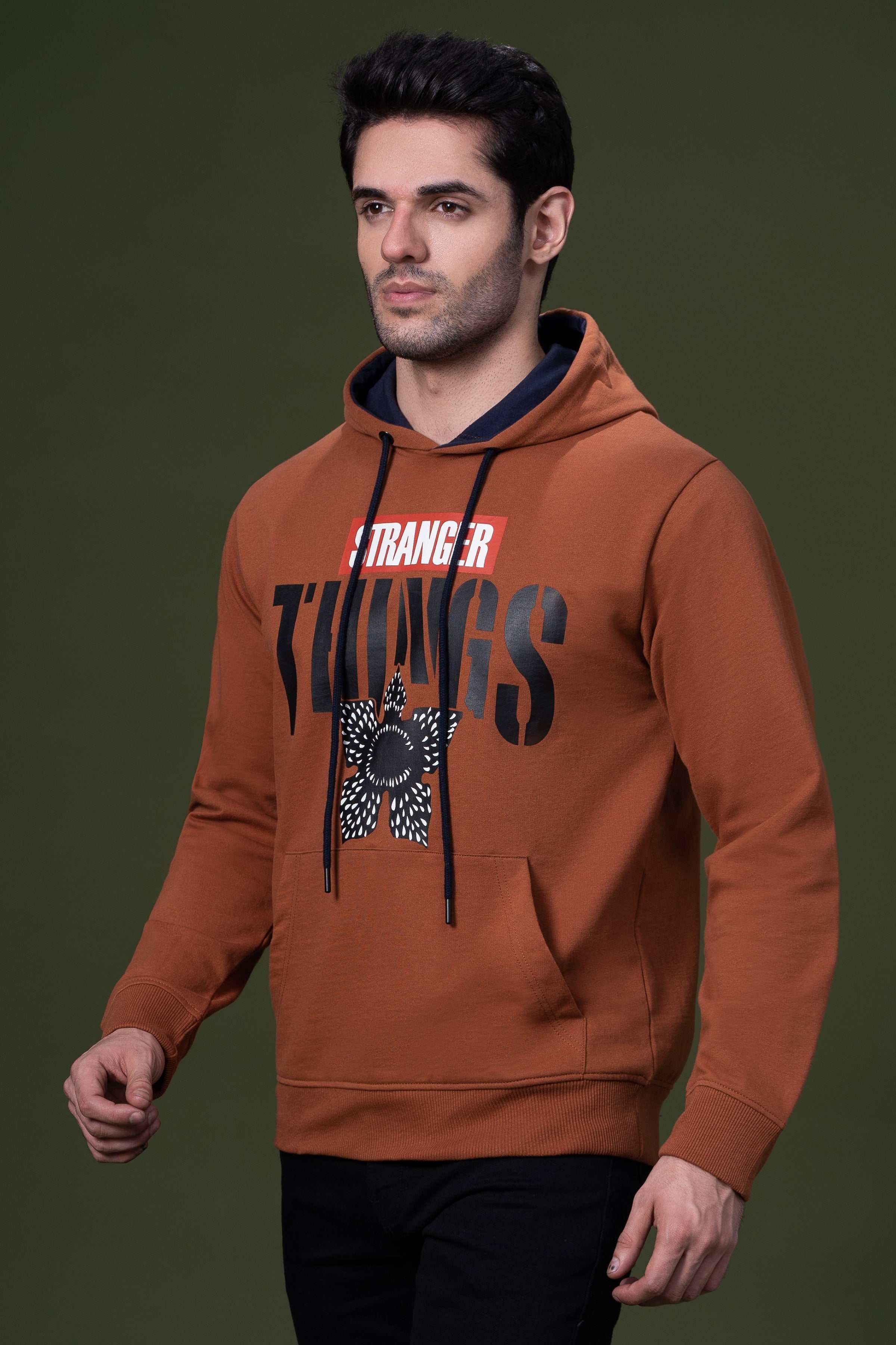 KANGROO POCKET HOODIE RUST at Charcoal Clothing