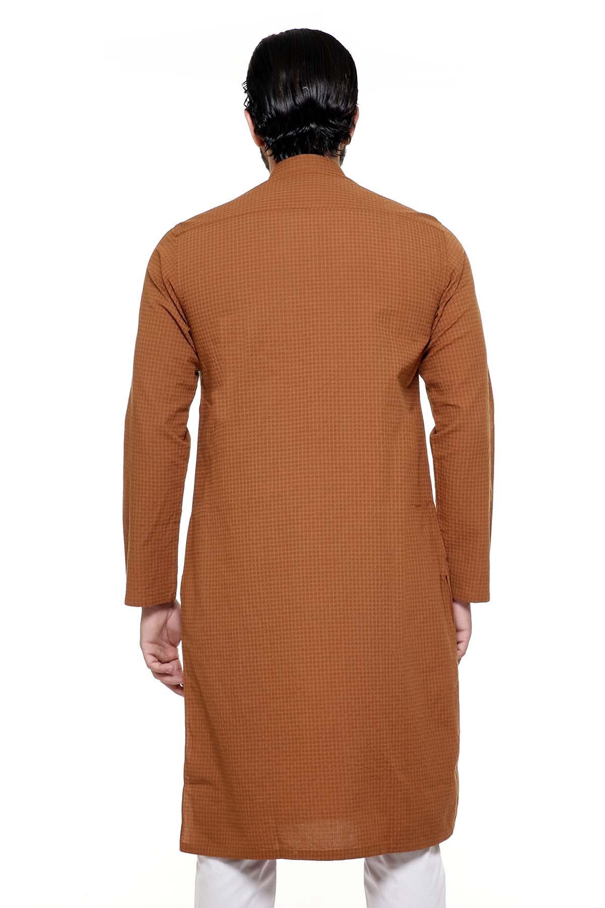 KURTA BAN COLLAR MUSTERED at Charcoal Clothing