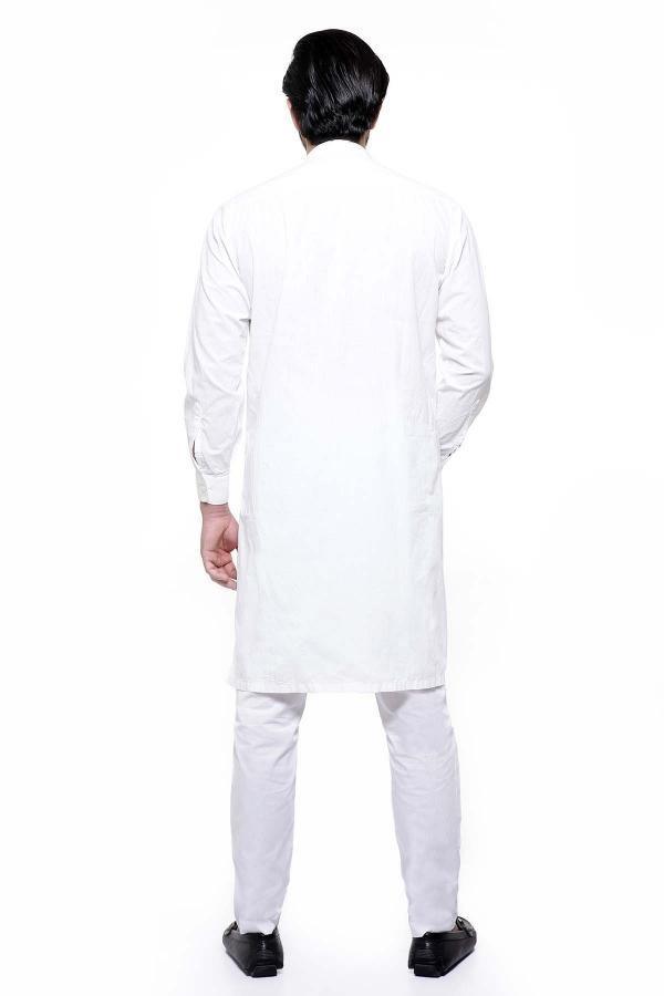 KURTA BAN COLLAR WHITE at Charcoal Clothing