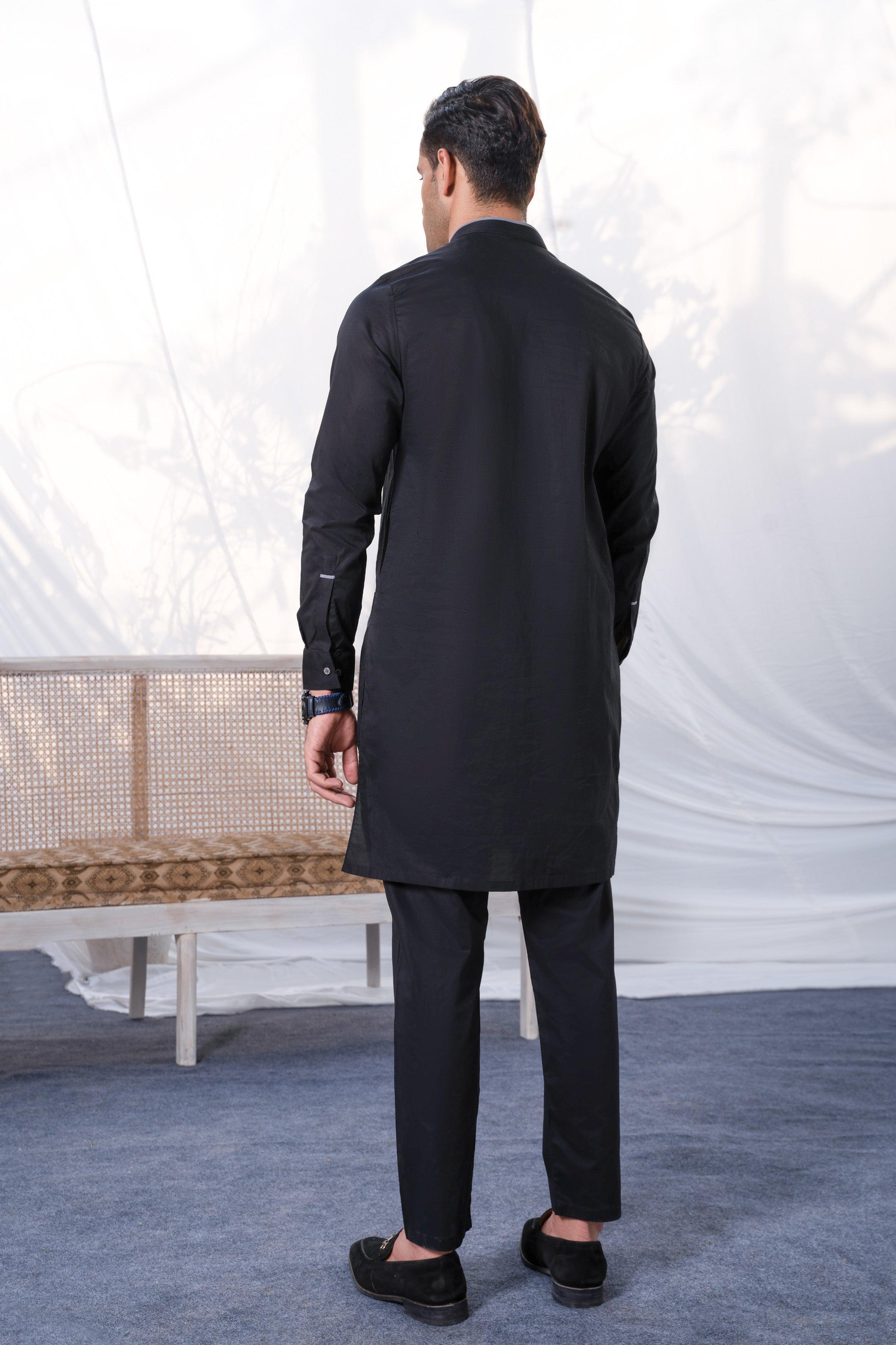 KURTA PAJAMA BLACK at Charcoal Clothing