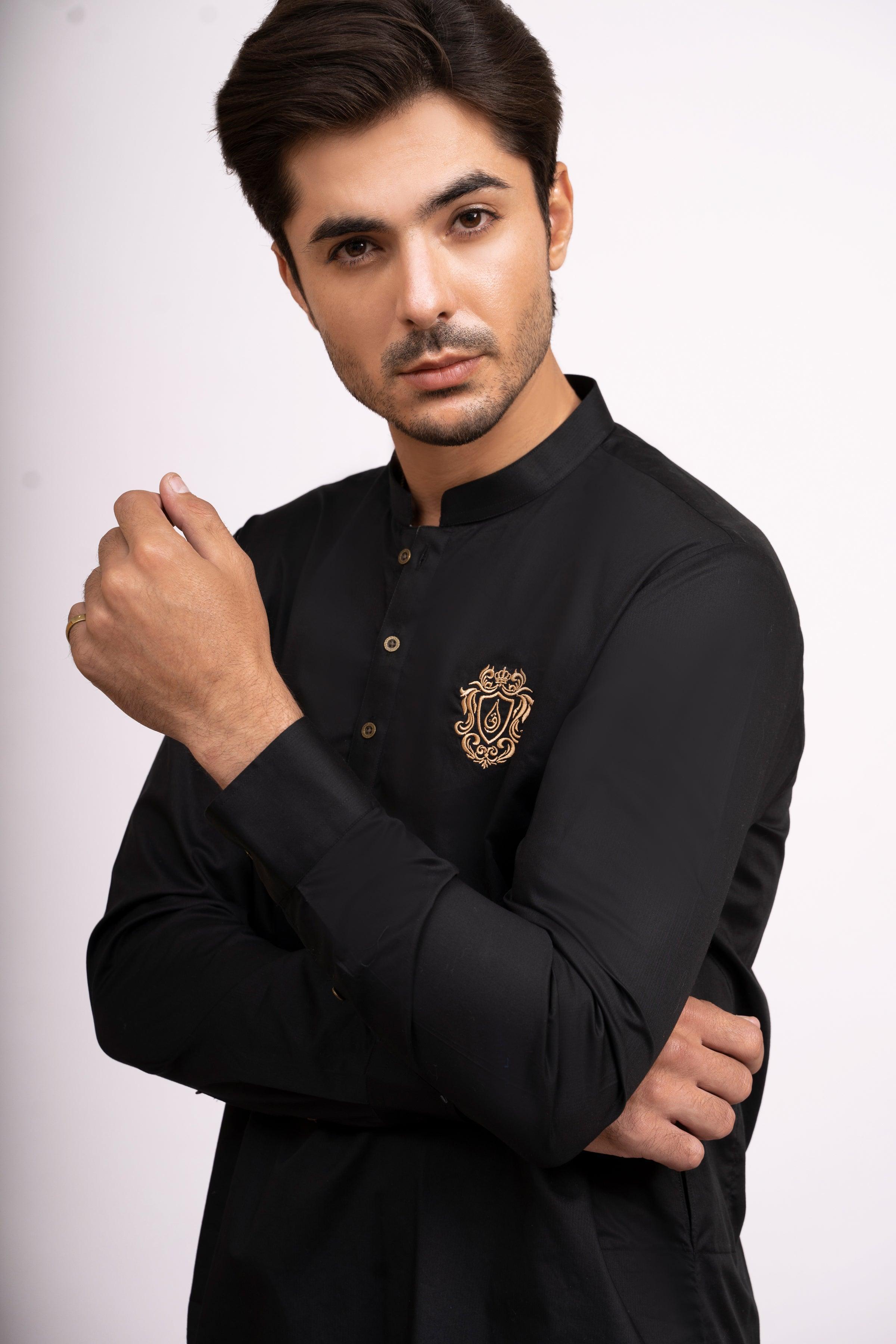 KURTA PAJAMA BLACK at Charcoal Clothing