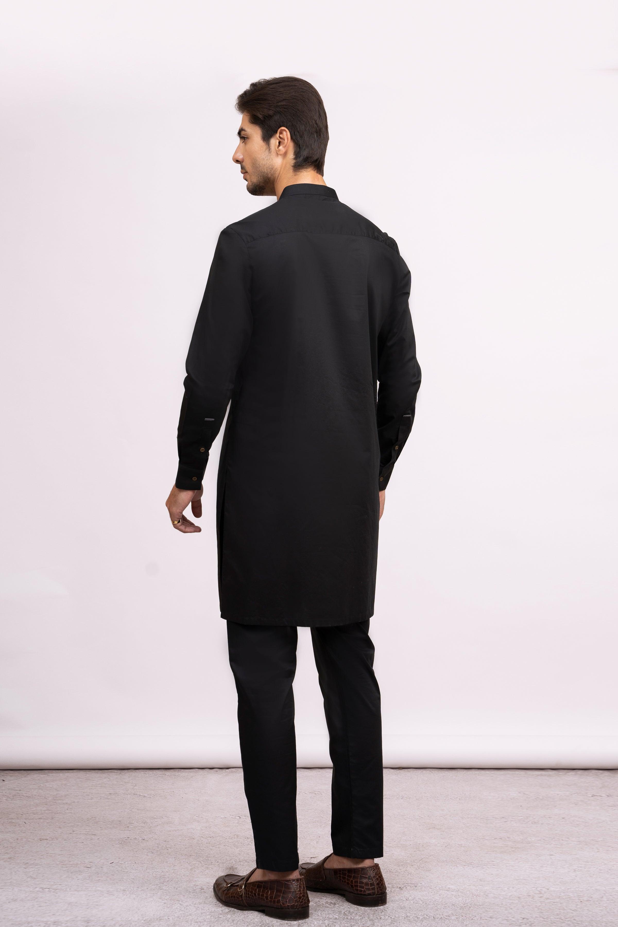 KURTA PAJAMA BLACK at Charcoal Clothing