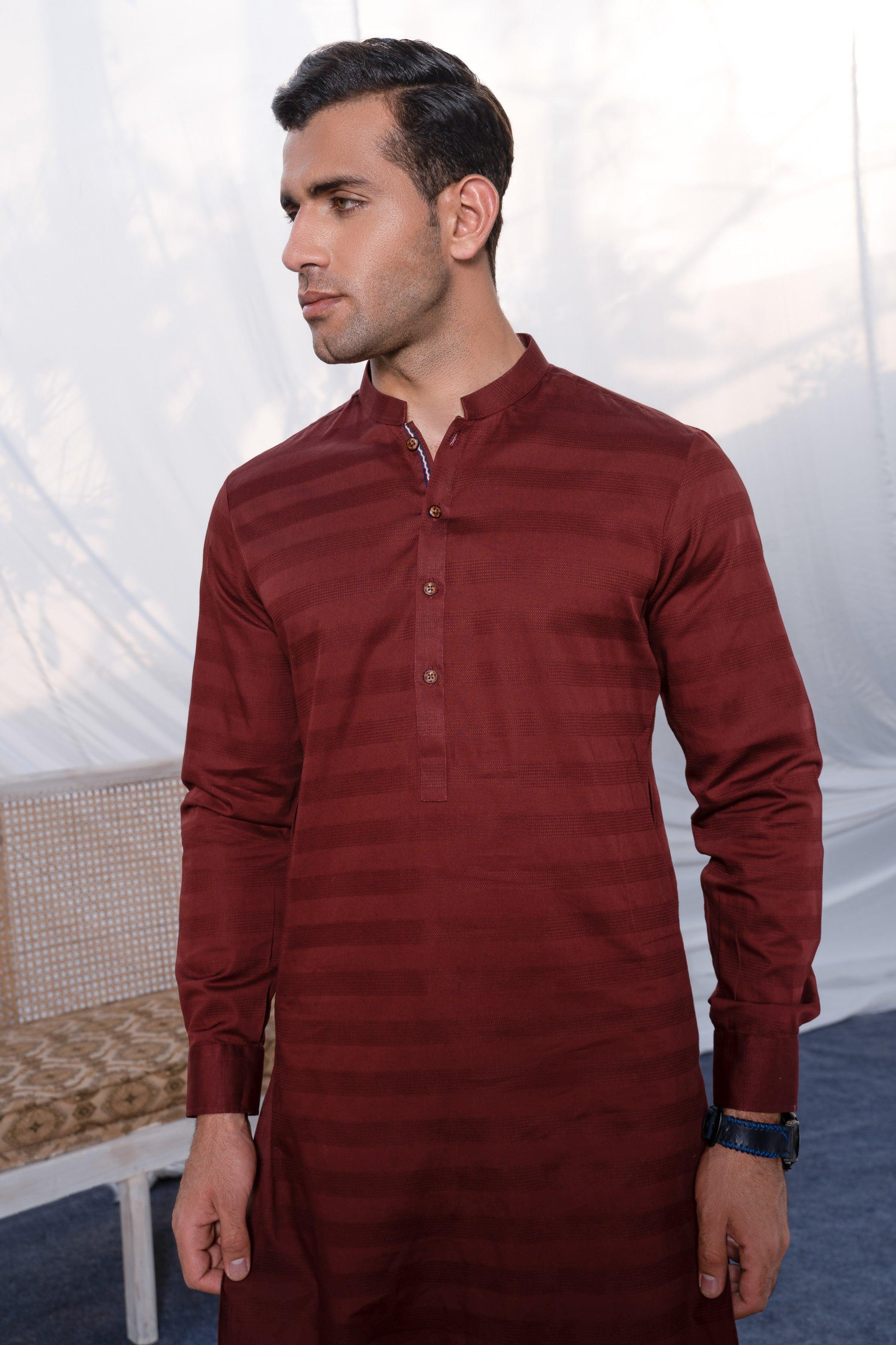 KURTA PAJAMA MAROON at Charcoal Clothing