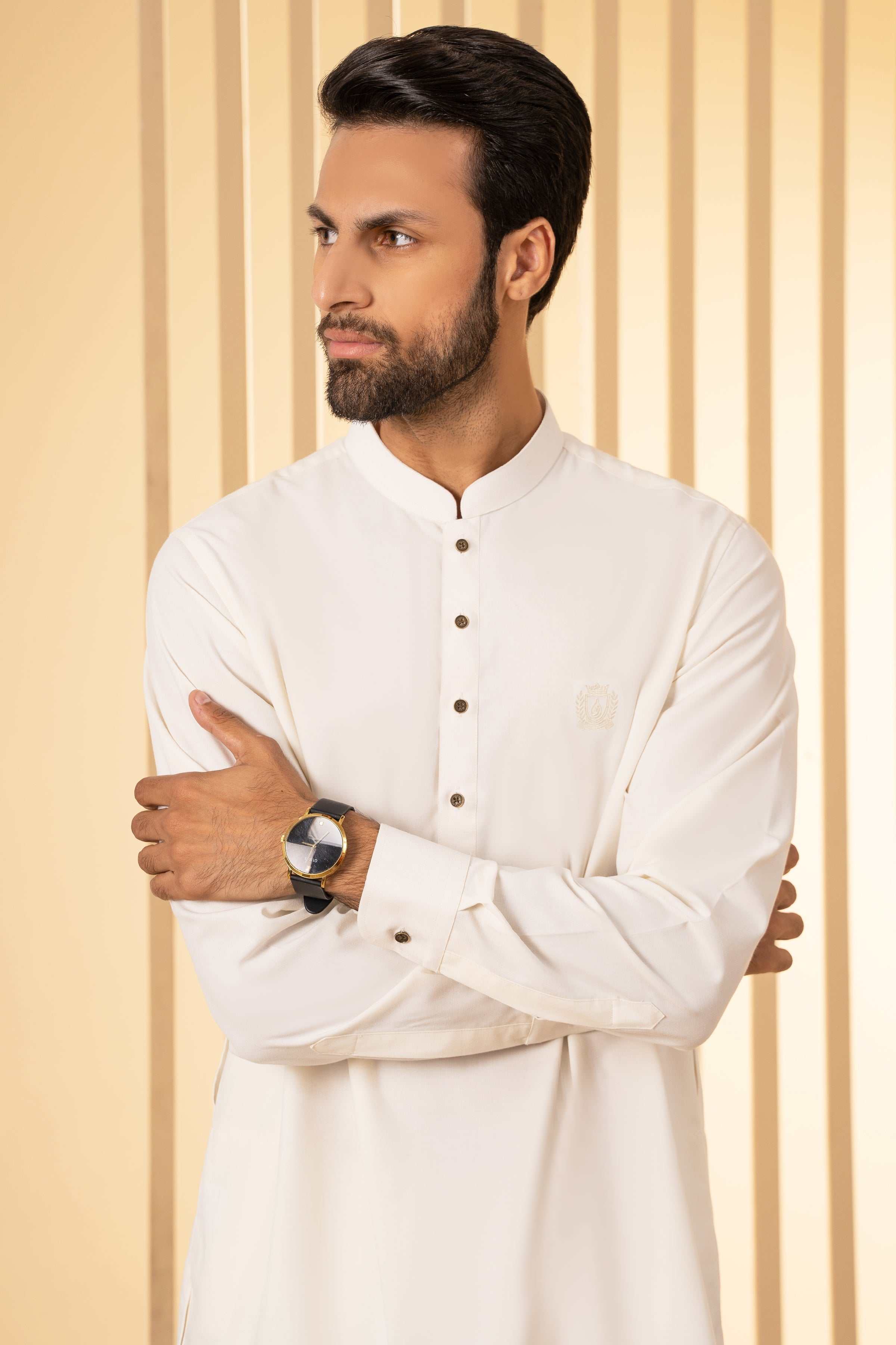 Shop KURTA PAJAMA OFF WHITE For Men Online - Main Image