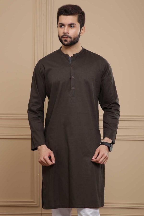 KURTA  SMALL BAN COLLAR GREEN at Charcoal Clothing