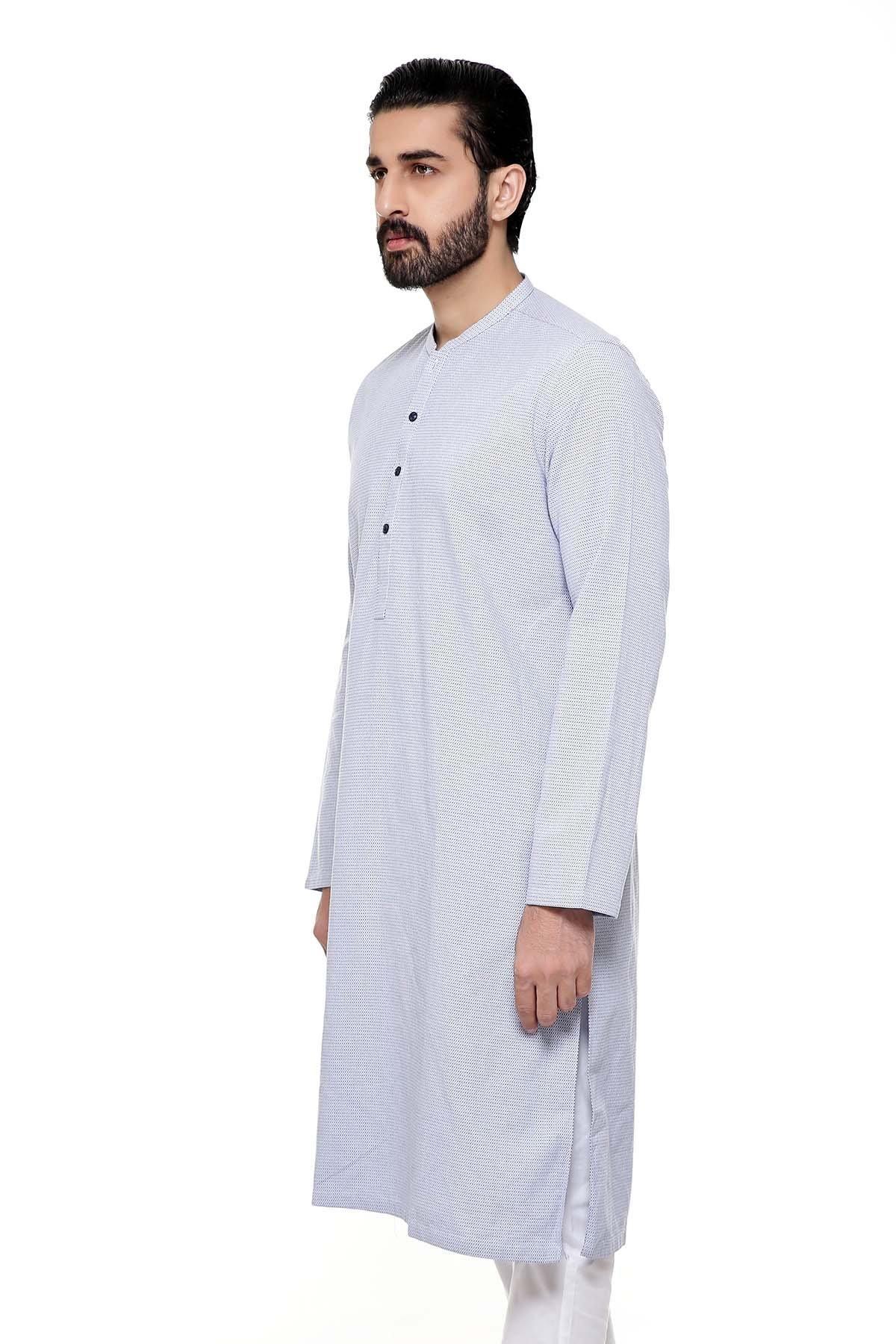 KURTA SMALL BAN COLLAR SKY BLUE at Charcoal Clothing