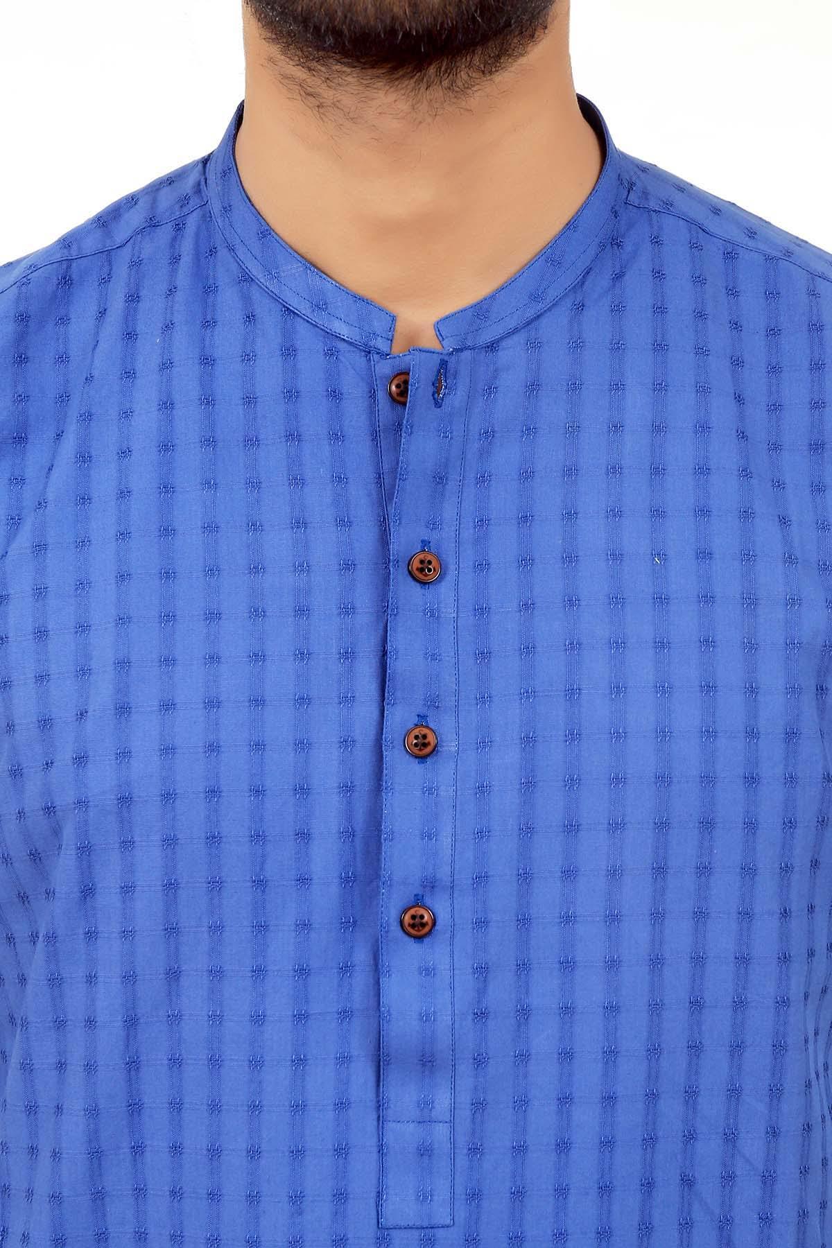 Kurta Ban Collar Blue at Charcoal Clothing