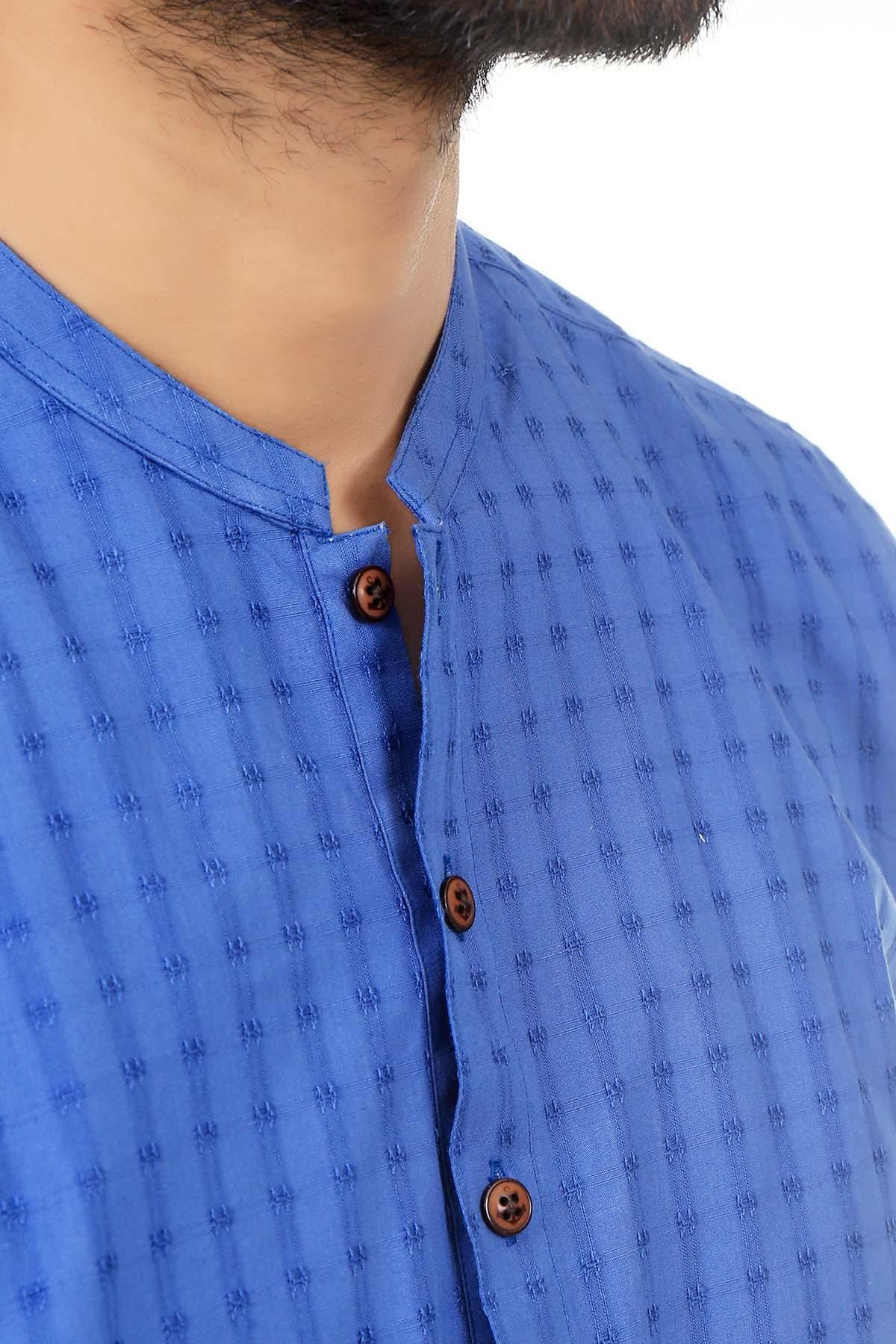 Kurta Ban Collar Blue at Charcoal Clothing