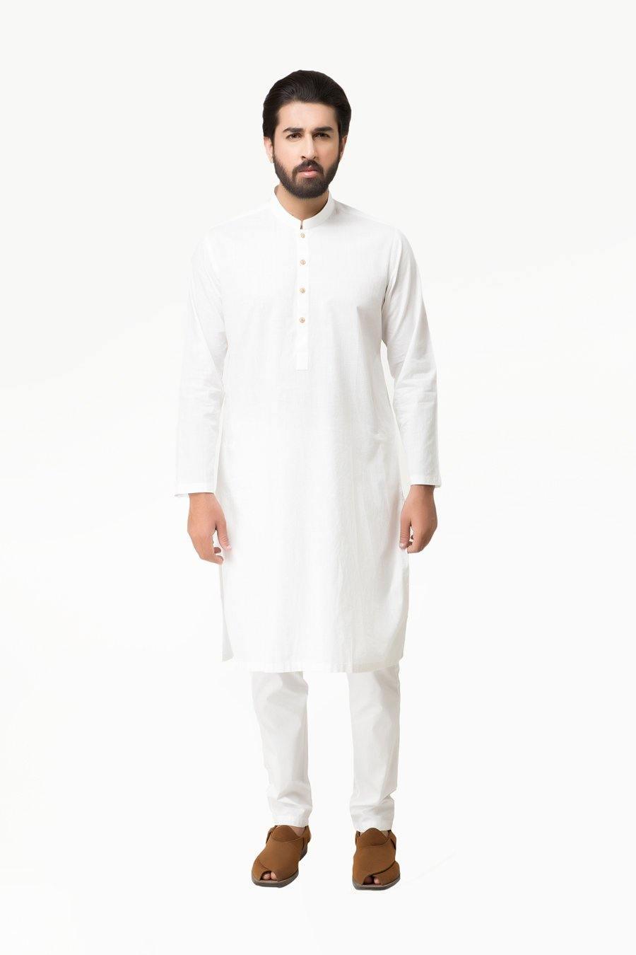 Kurta Ban Collar White at Charcoal Clothing