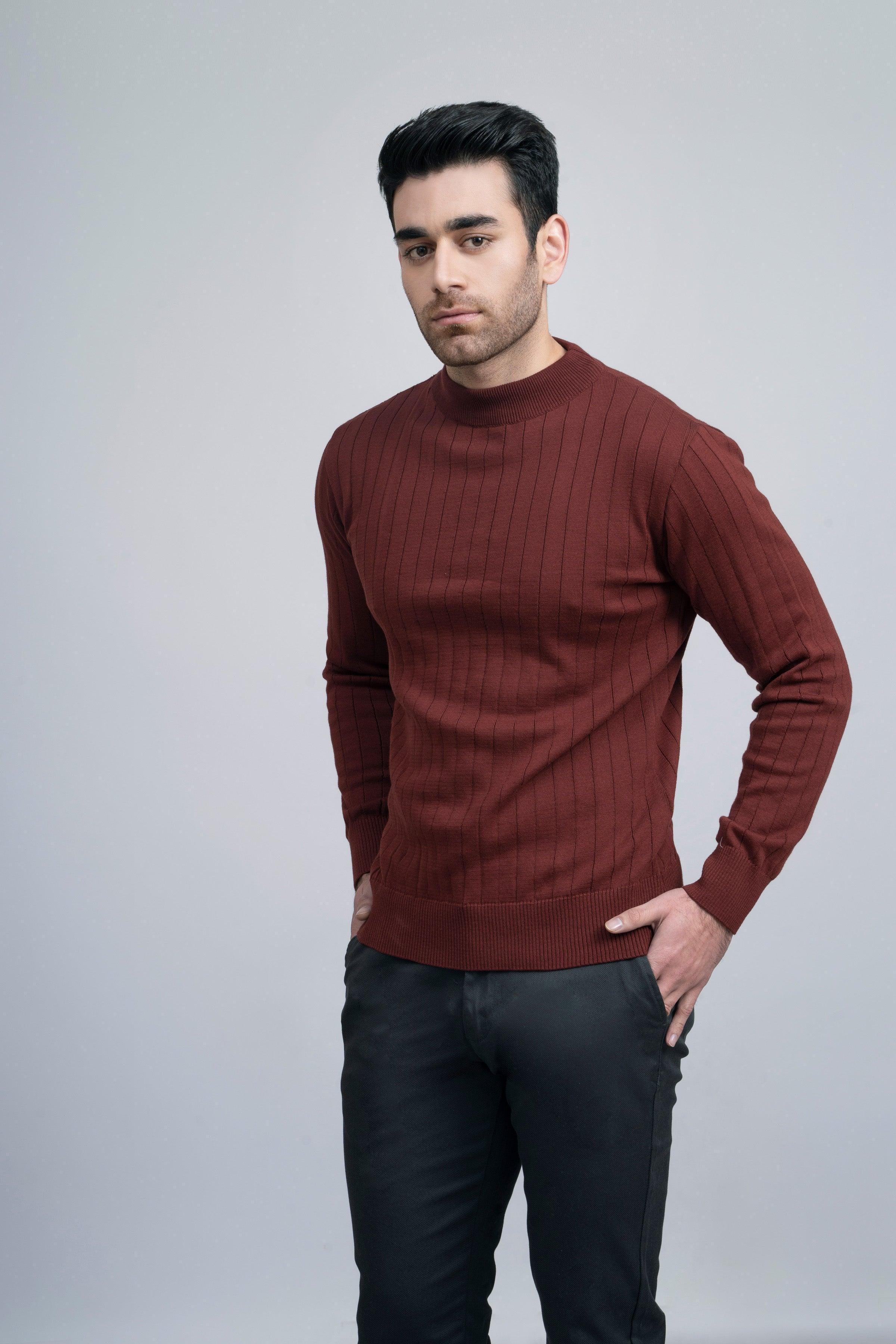 MOCK NECK SWEATER F/S RUST at Charcoal Clothing