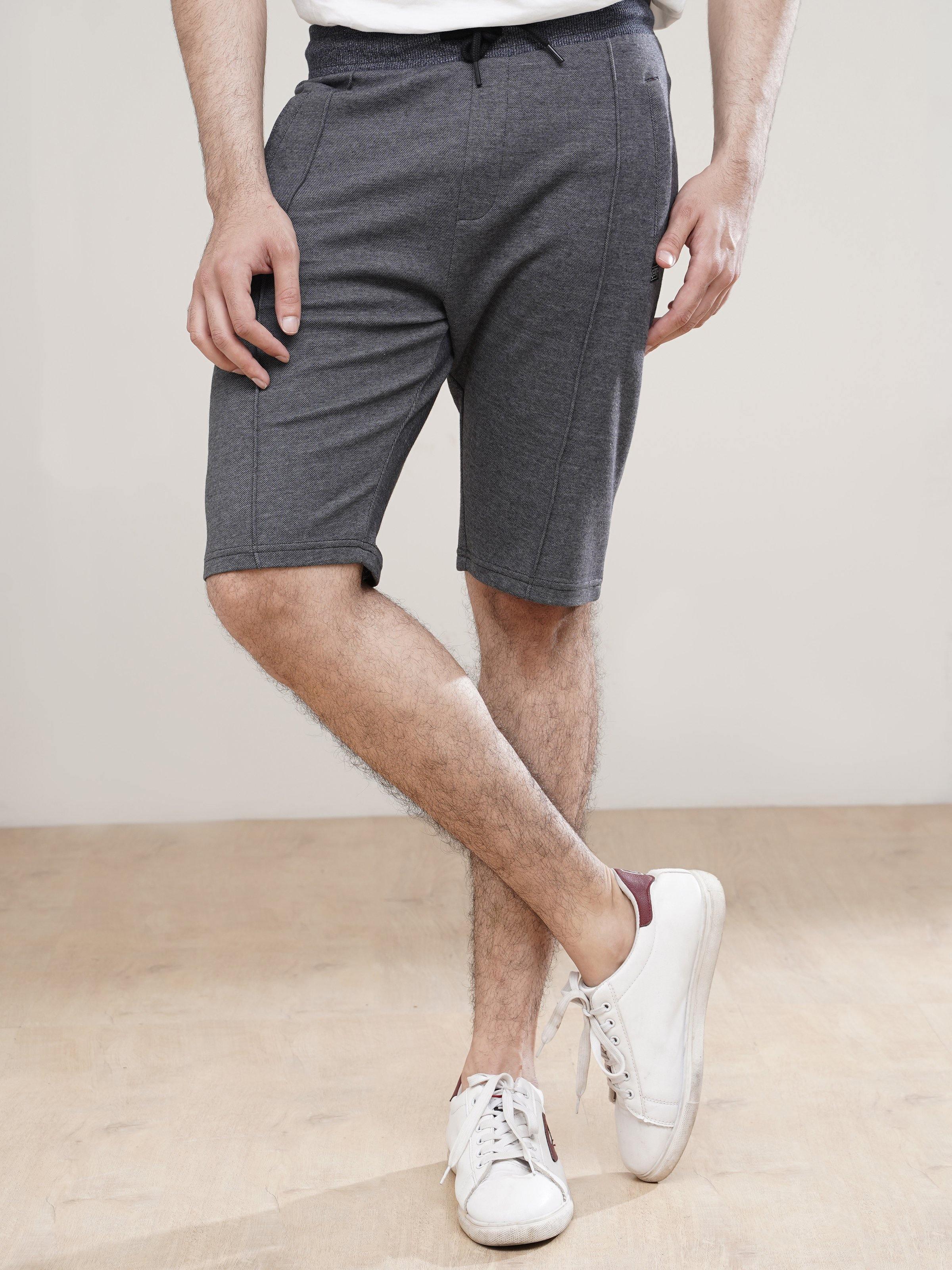 PIQUE INTERLOCK SHORT CHARCOAL MELANGE at Charcoal Clothing