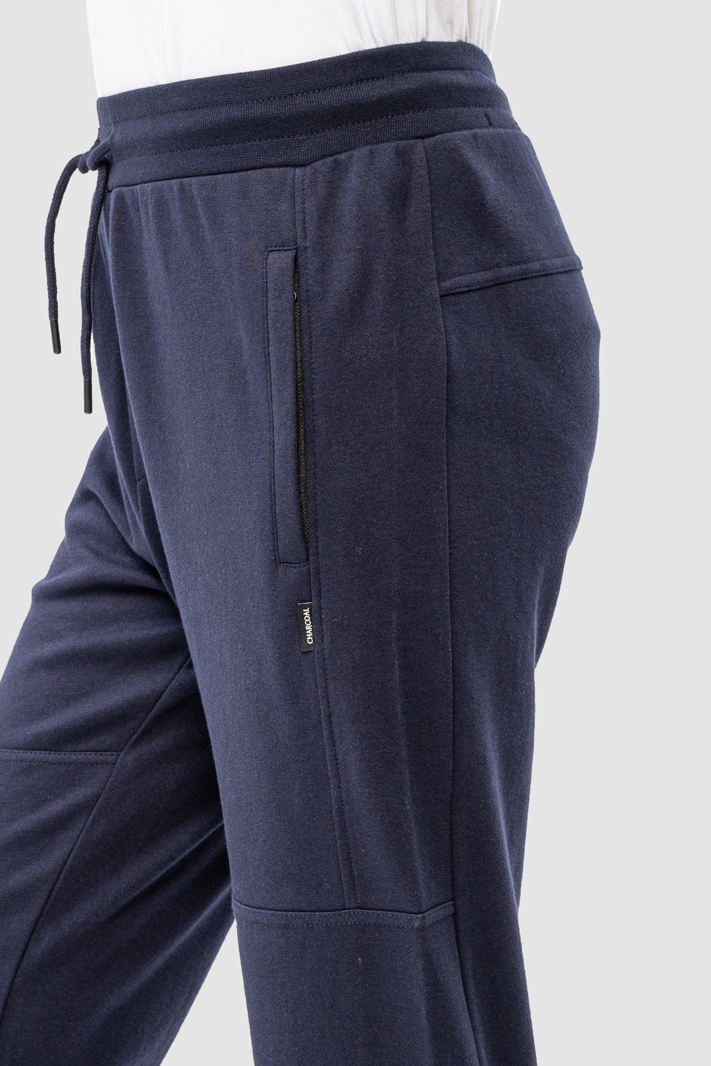 PIQUE INTERLOCK SLIMFIT TROUSER NAVY at Charcoal Clothing