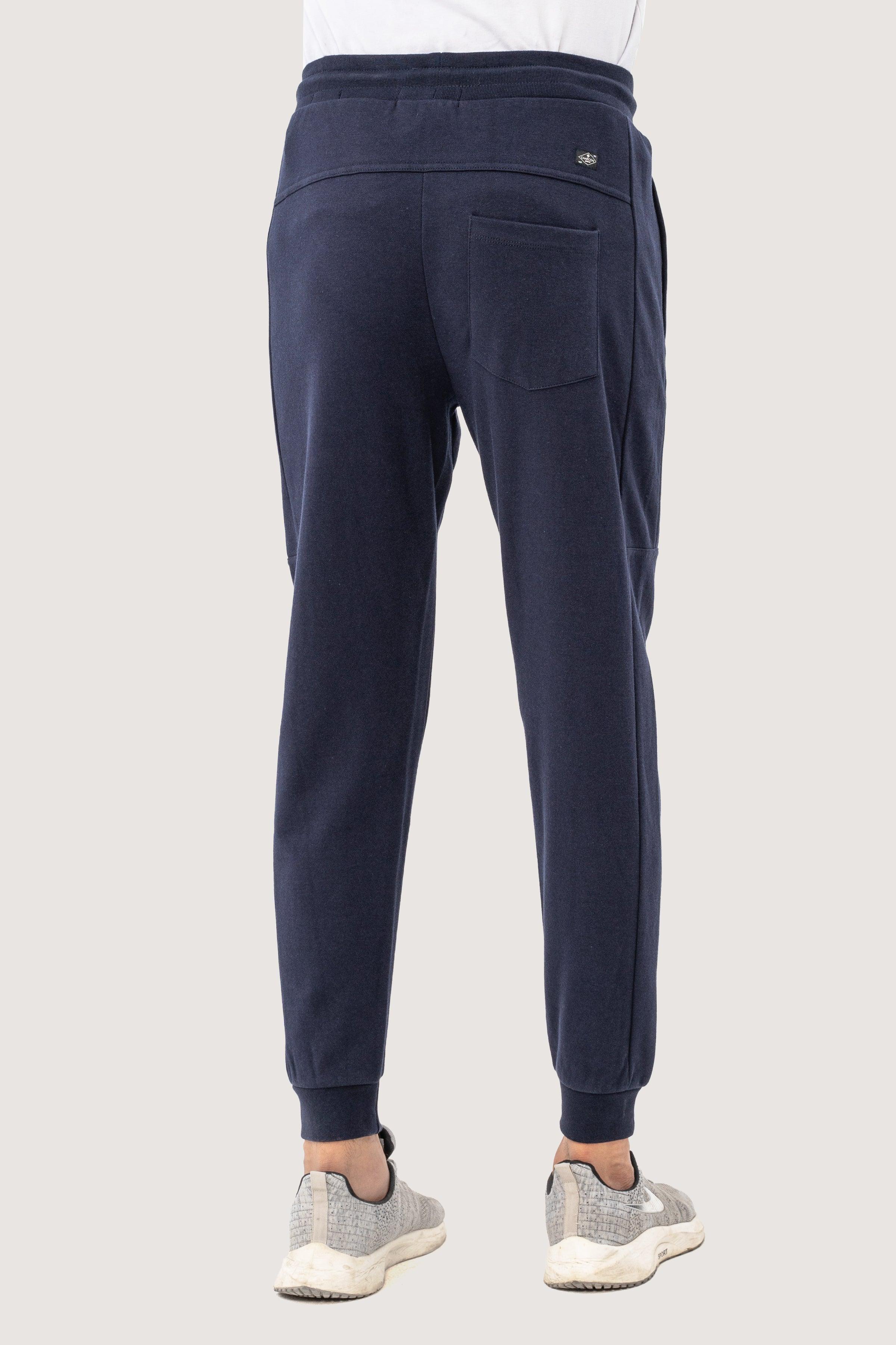 PIQUE INTERLOCK SLIMFIT TROUSER NAVY at Charcoal Clothing