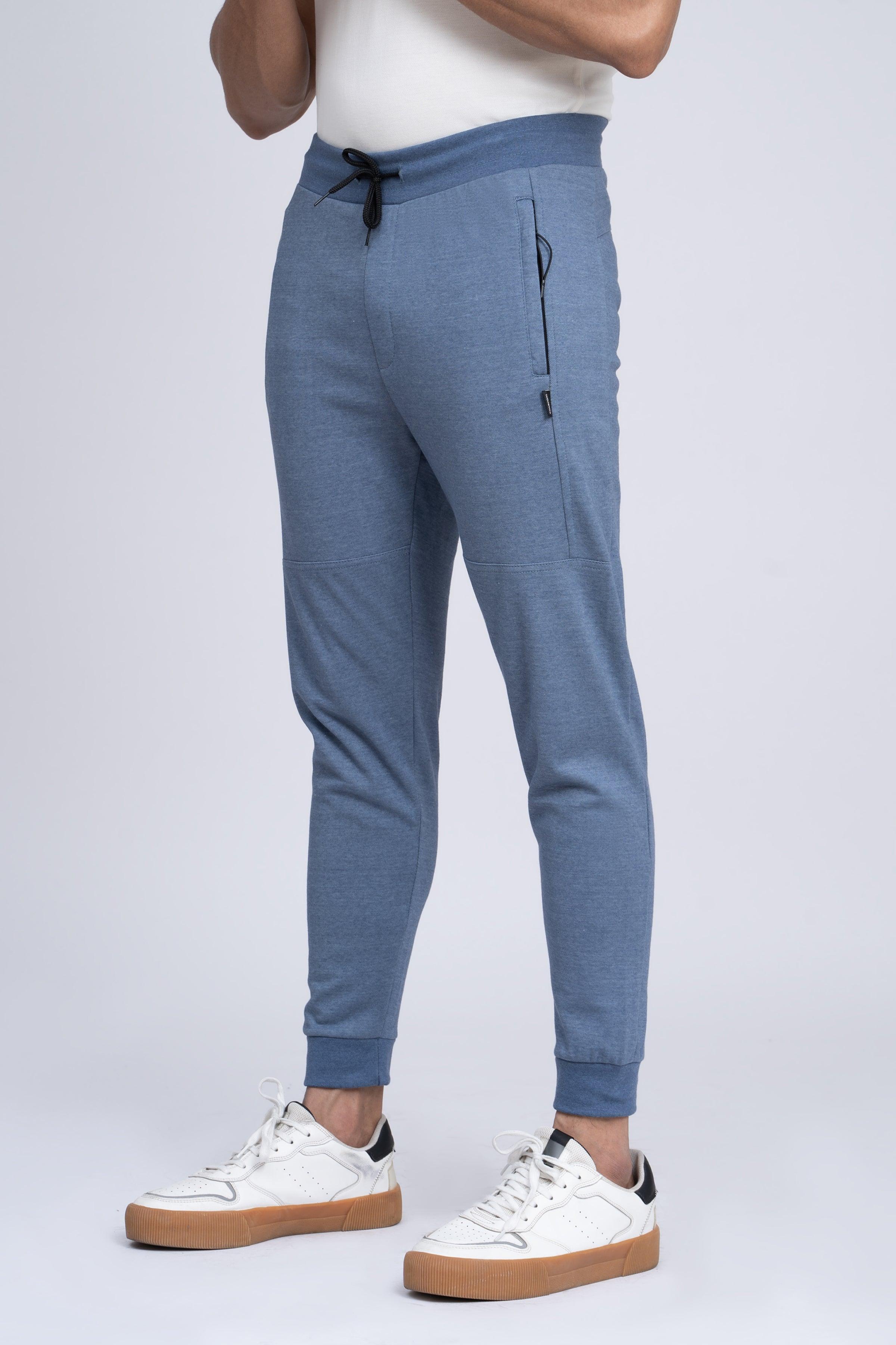 PIQUE INTERLOCK TROUSER BLUE at Charcoal Clothing