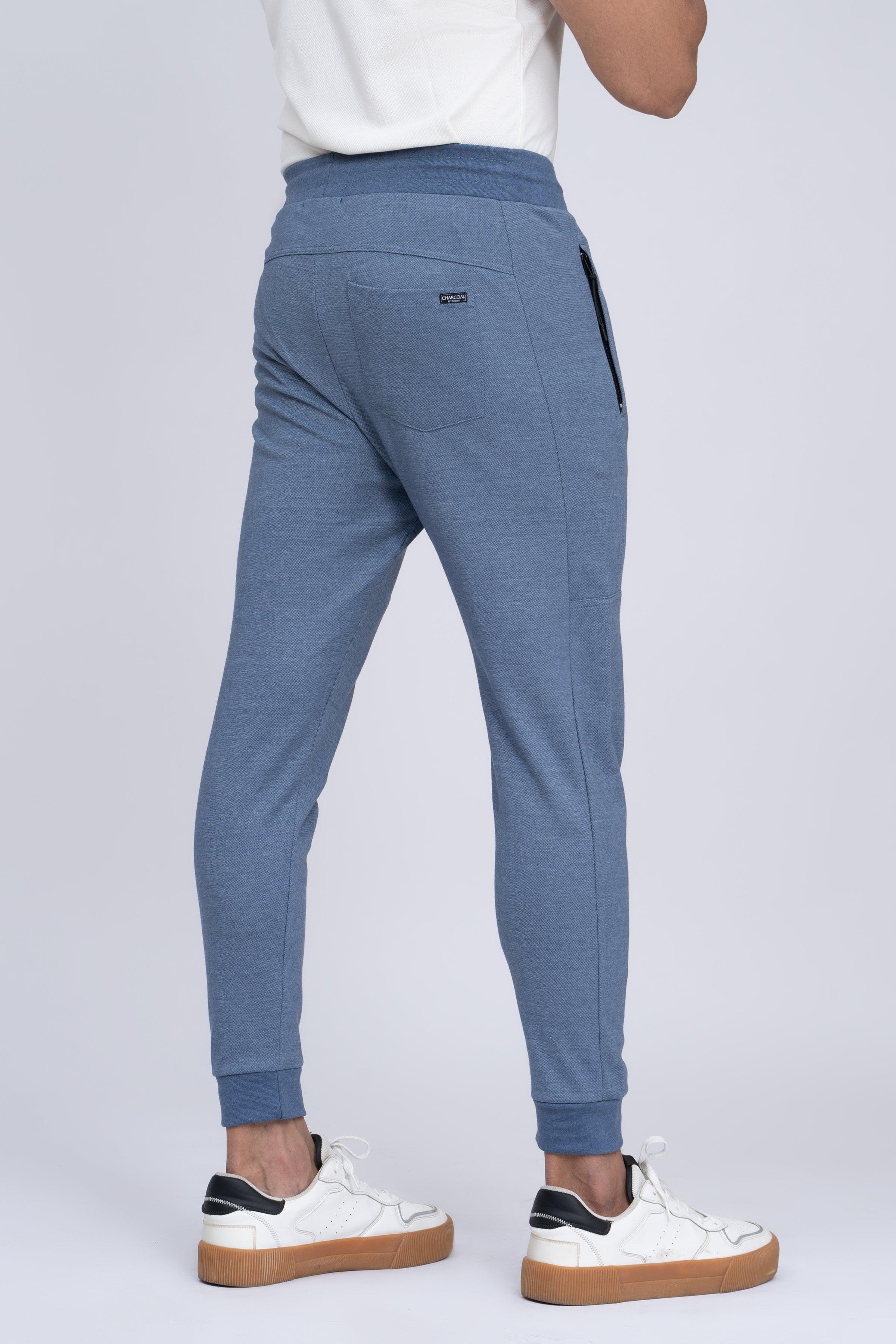 PIQUE INTERLOCK TROUSER BLUE at Charcoal Clothing