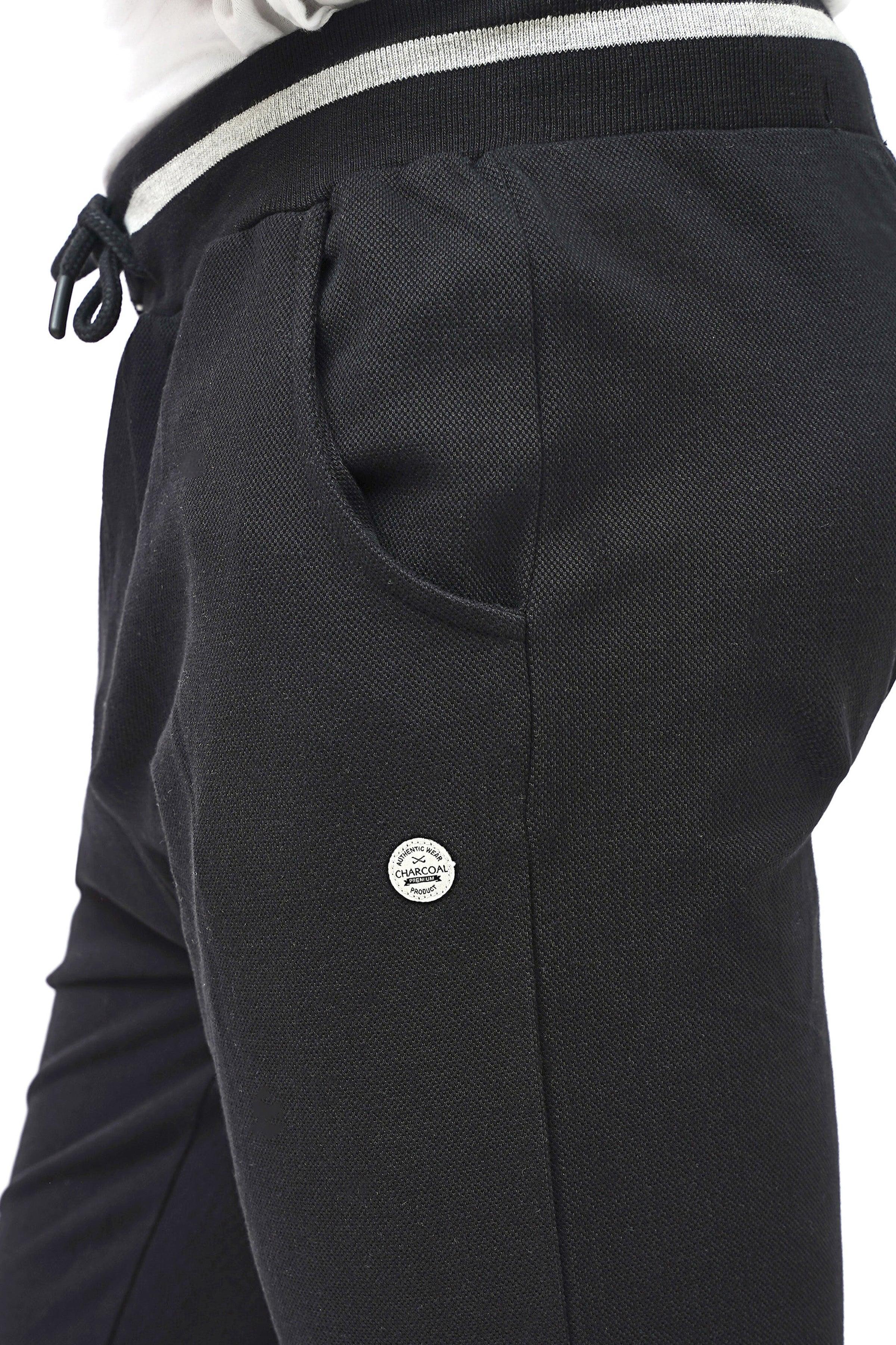 PIQUE REGULAR FIT BLACK SHORTS at Charcoal Clothing