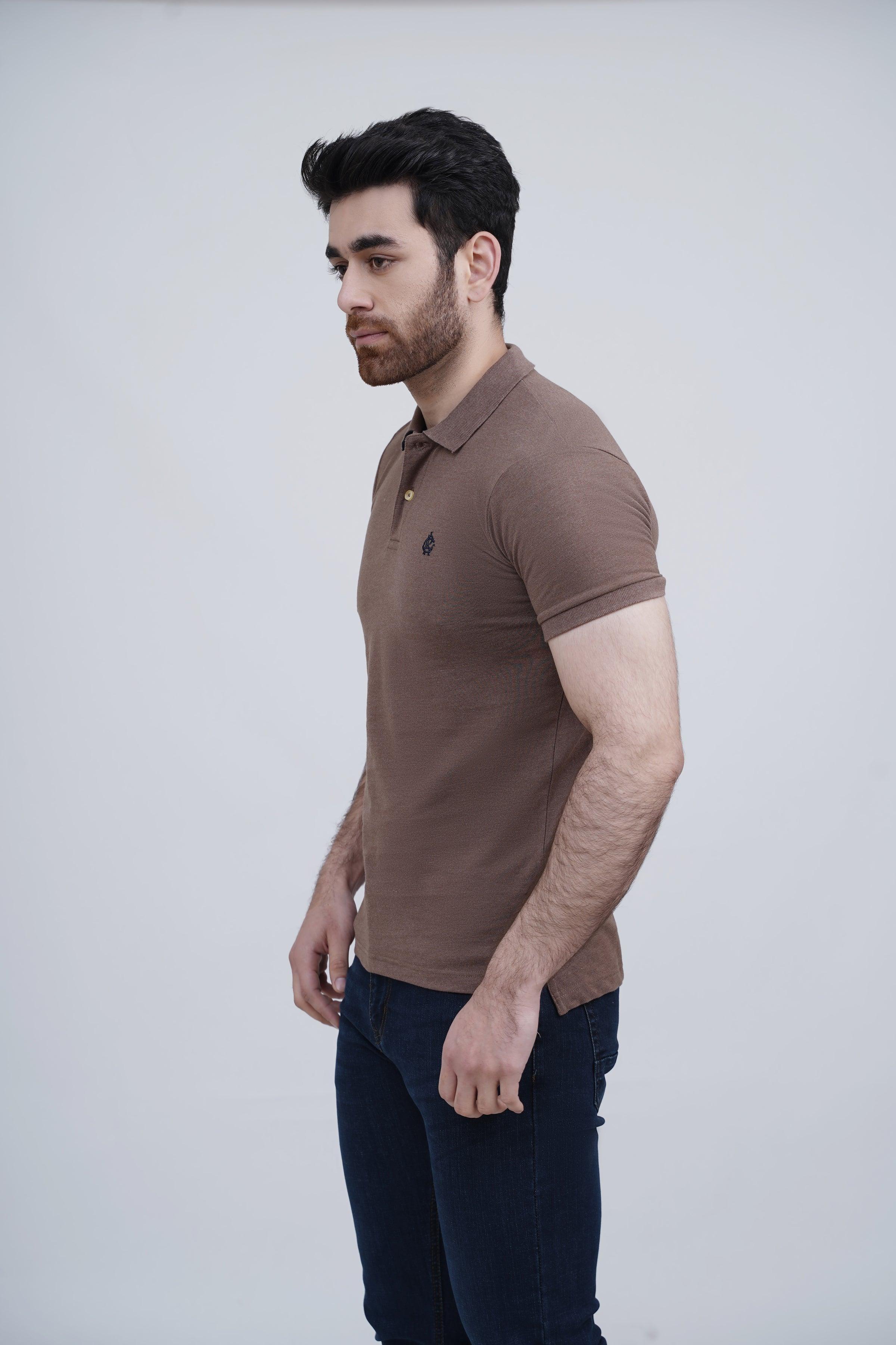 PLAIN POLO DARK KHAKI at Charcoal Clothing