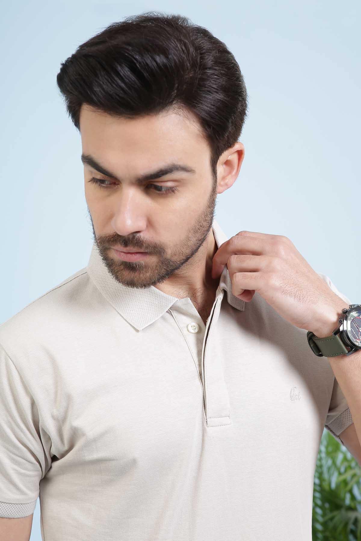 POLO SHIRT BEIGE at Charcoal Clothing