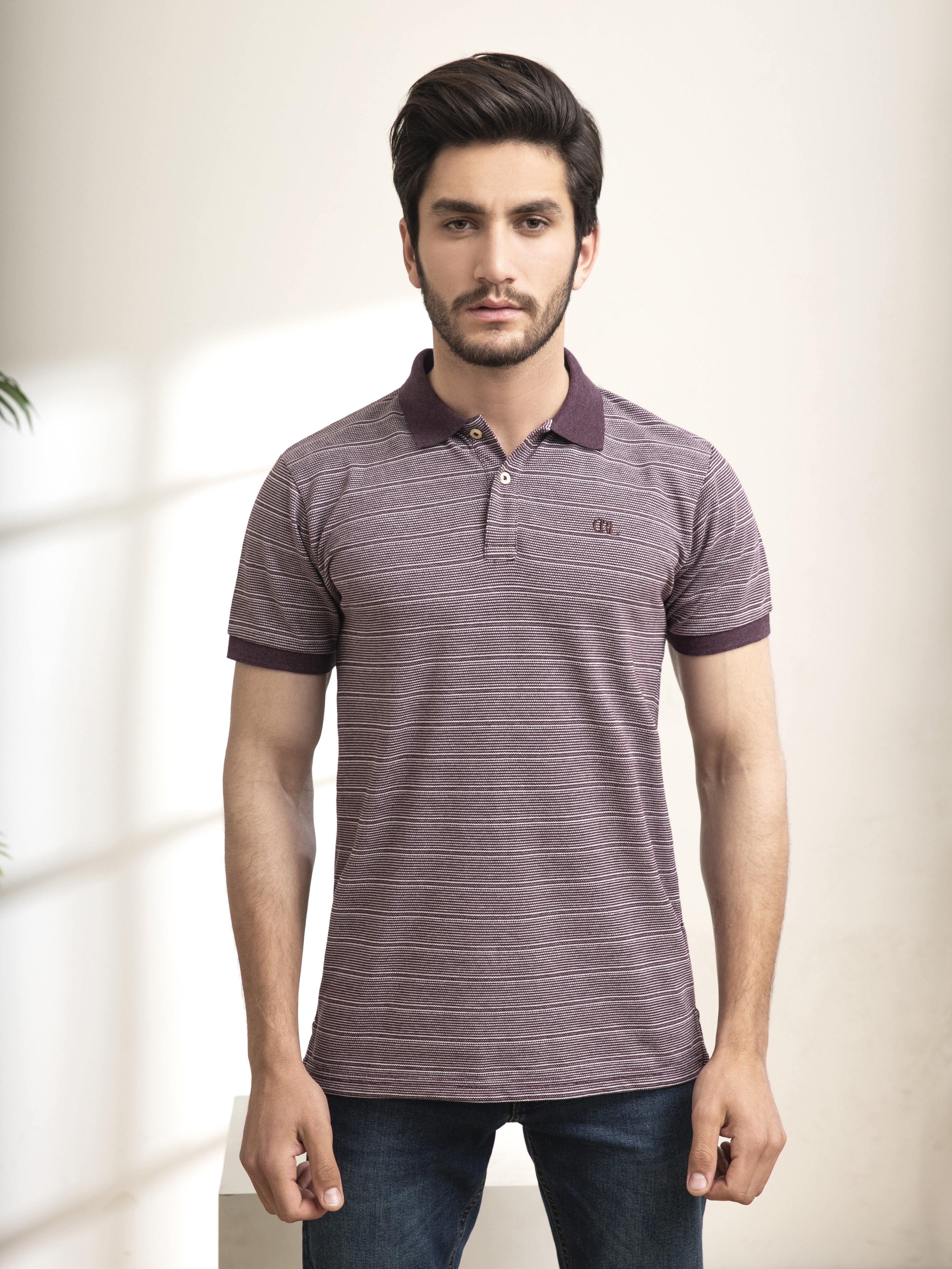 POLO SHIRT DOUBLE TONE MAROON WHITE at Charcoal Clothing