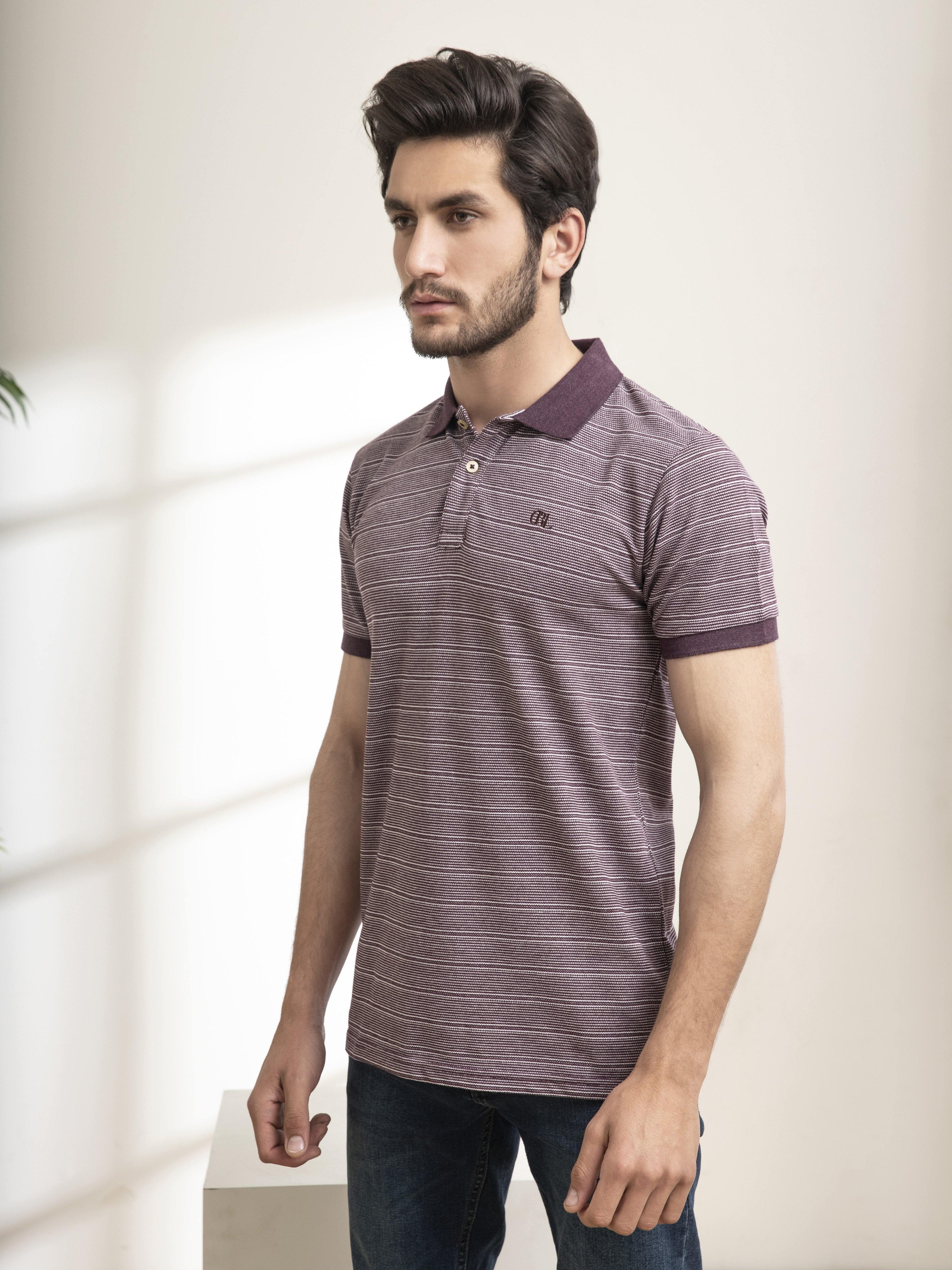 POLO SHIRT DOUBLE TONE MAROON WHITE at Charcoal Clothing