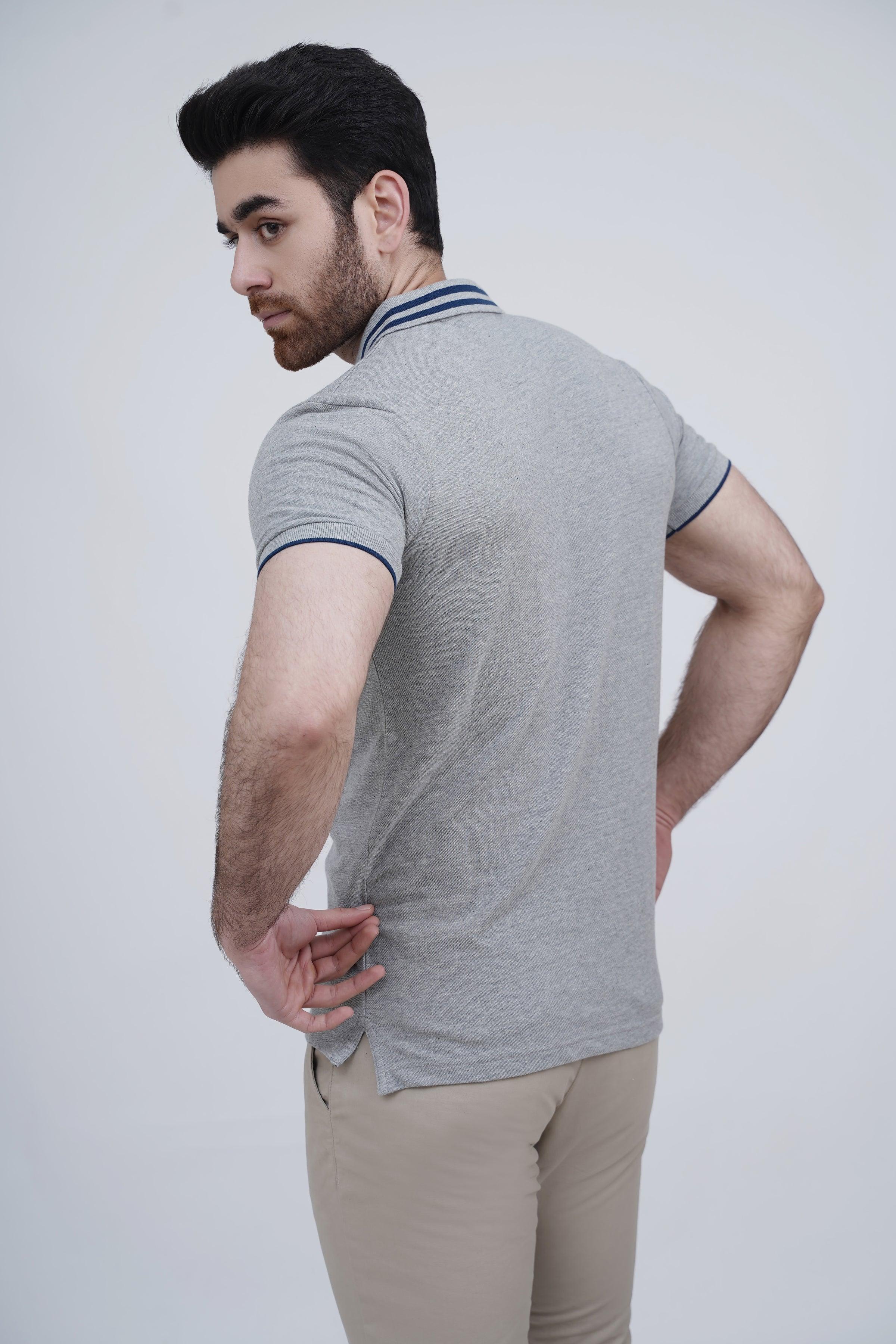 POLO SHIRT HYDER GREY at Charcoal Clothing