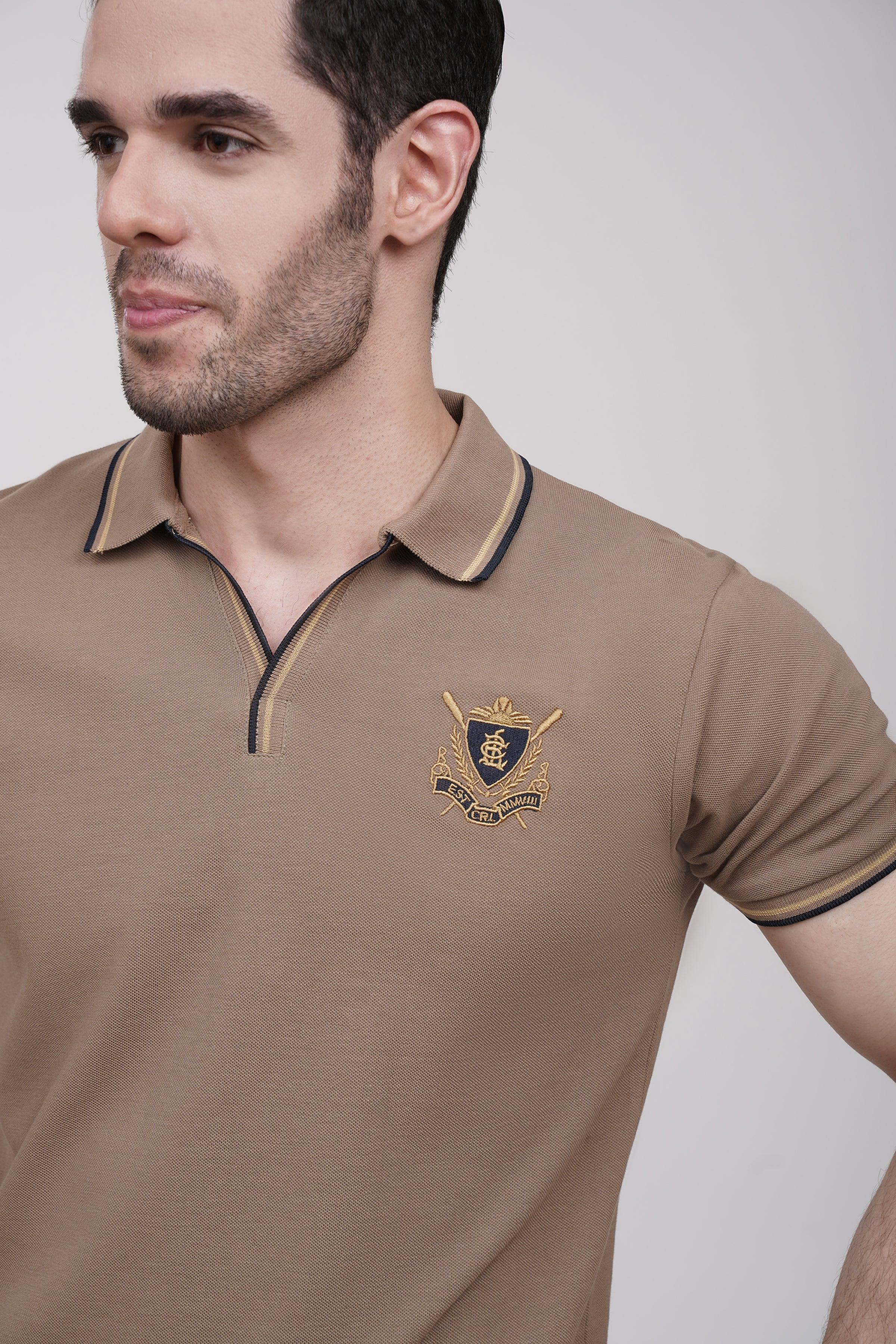 POLO SHIRT KHAKI at Charcoal Clothing