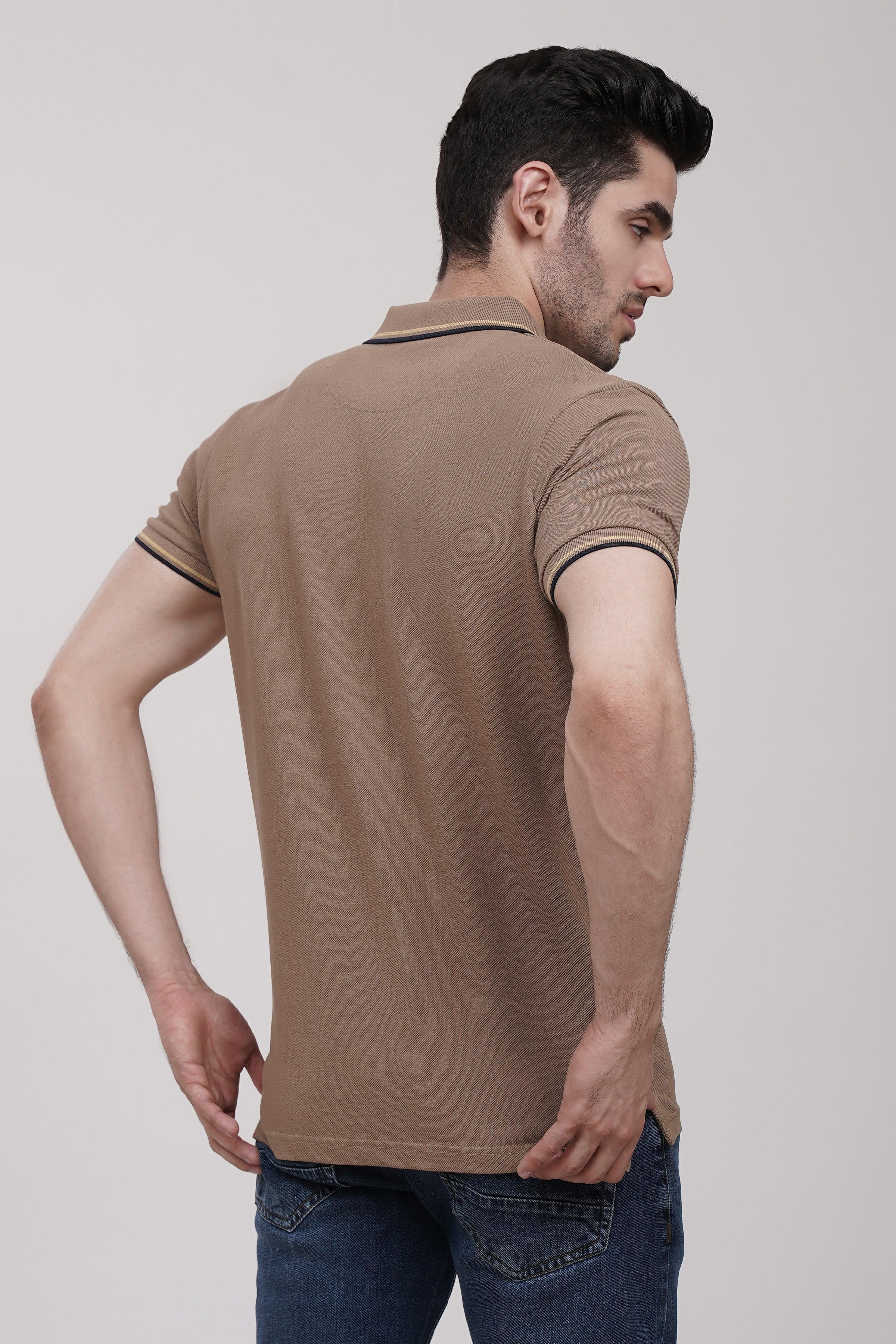 POLO SHIRT KHAKI at Charcoal Clothing