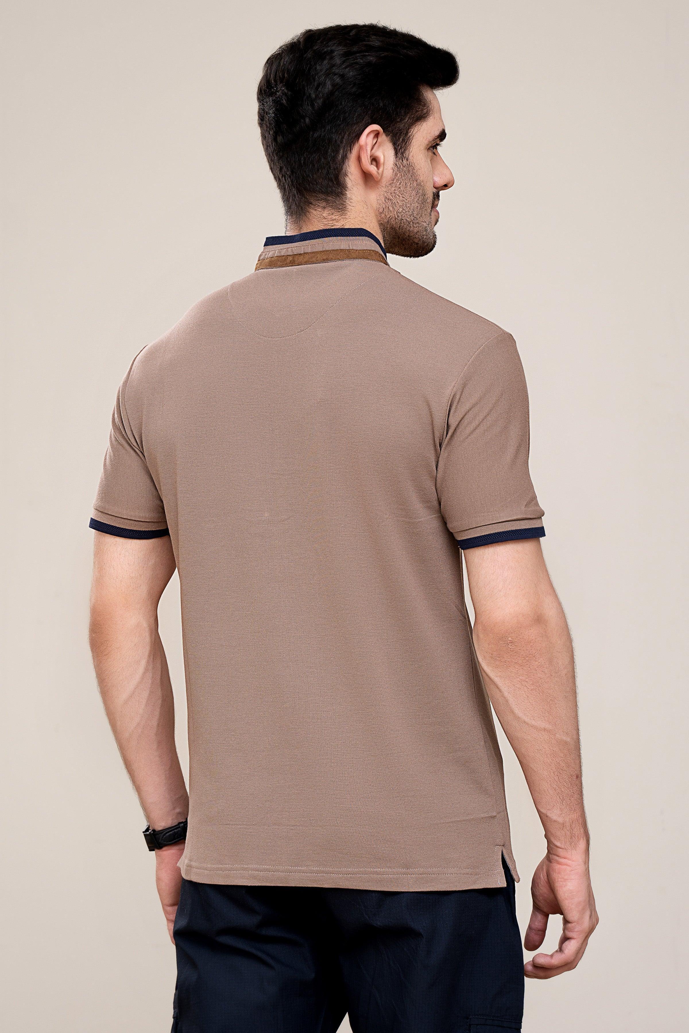 POLO SHIRT LIGHT BROWN at Charcoal Clothing