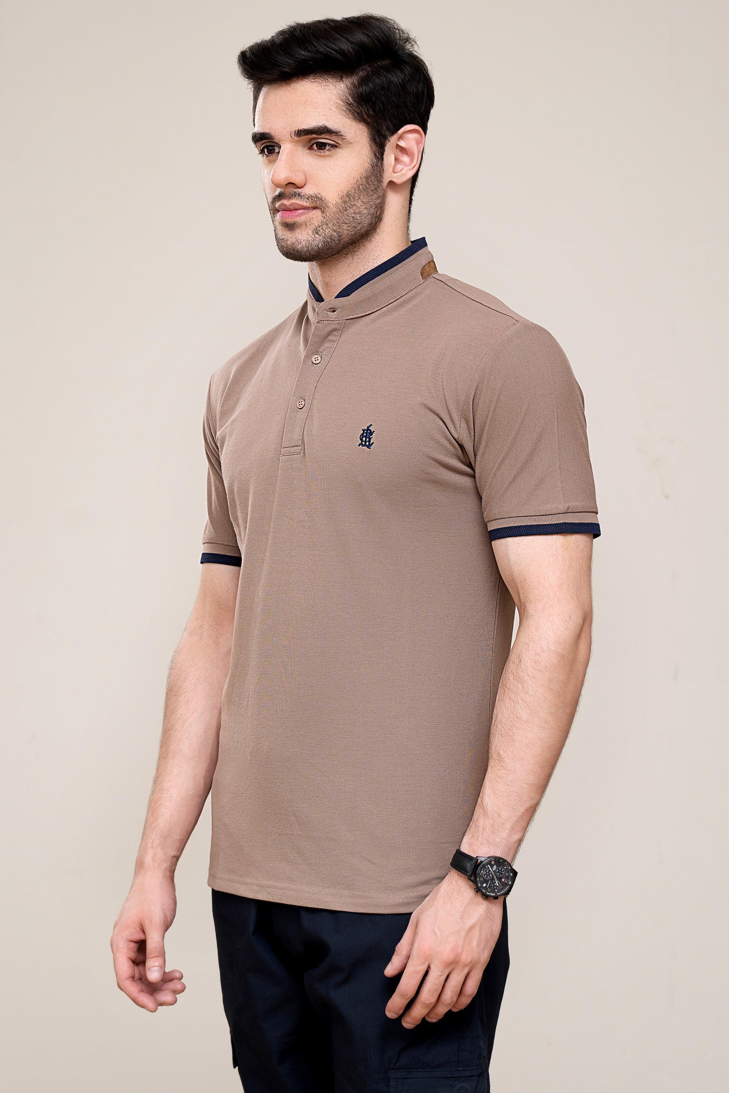 POLO SHIRT LIGHT BROWN at Charcoal Clothing